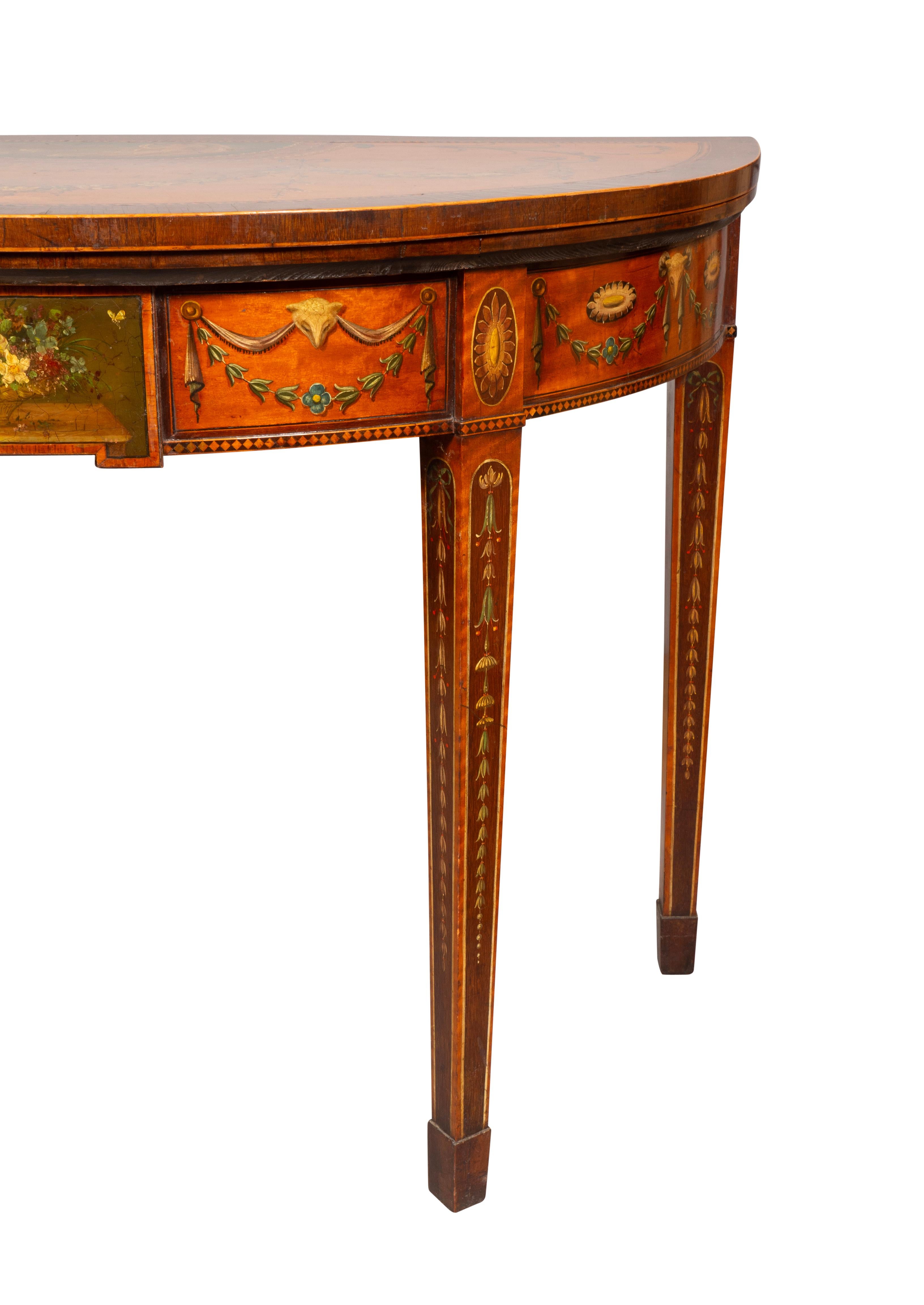 Table à jeux George III en bois satiné peint en vente 2