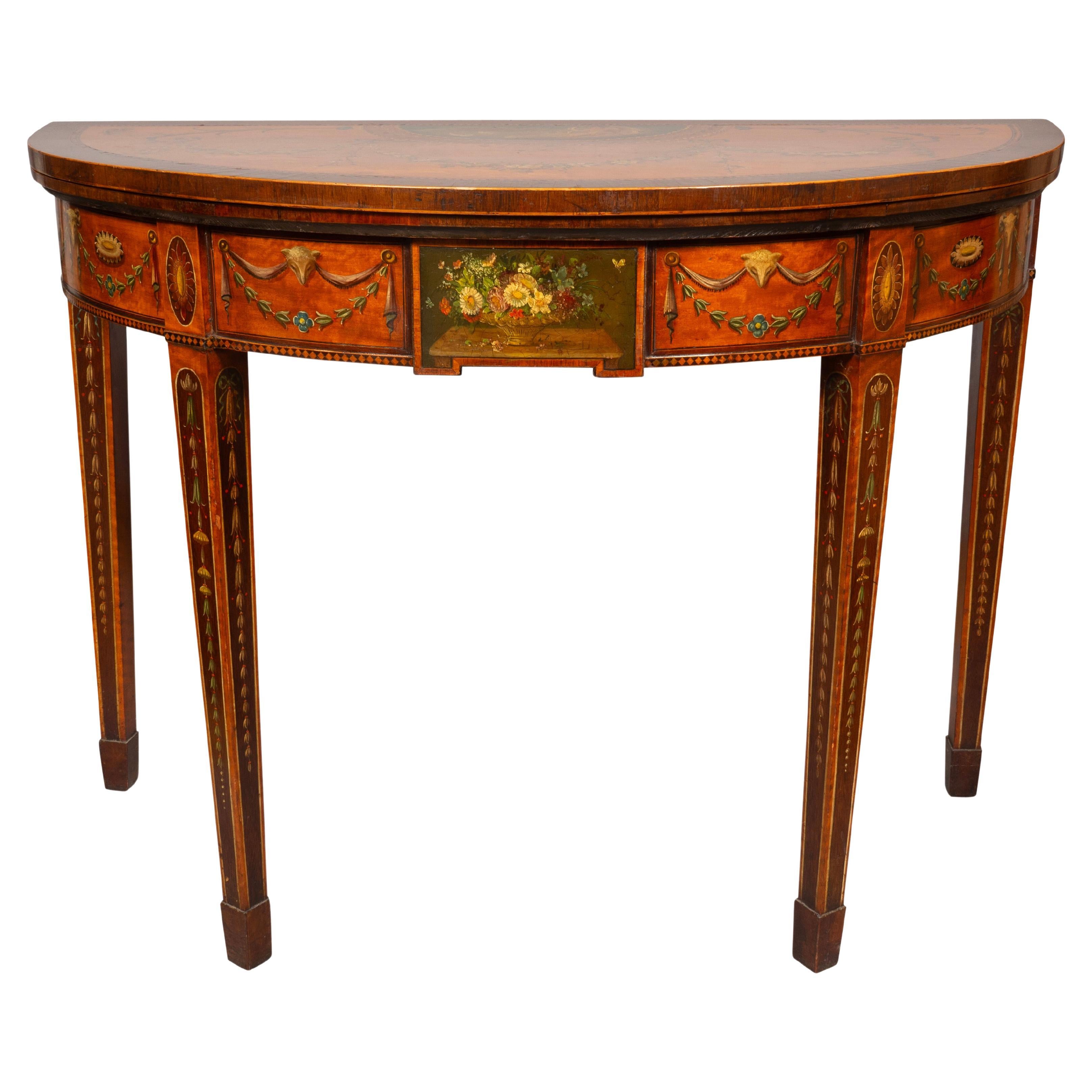 Table à jeux George III en bois satiné peint en vente