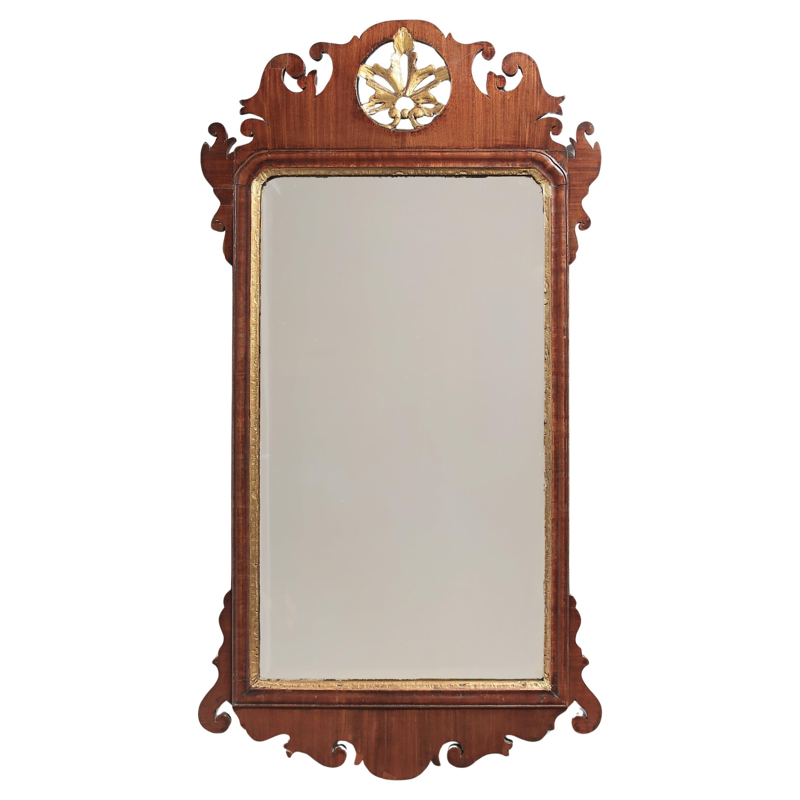 George III Parcel-gilt Mahogany Fretwork Mirror