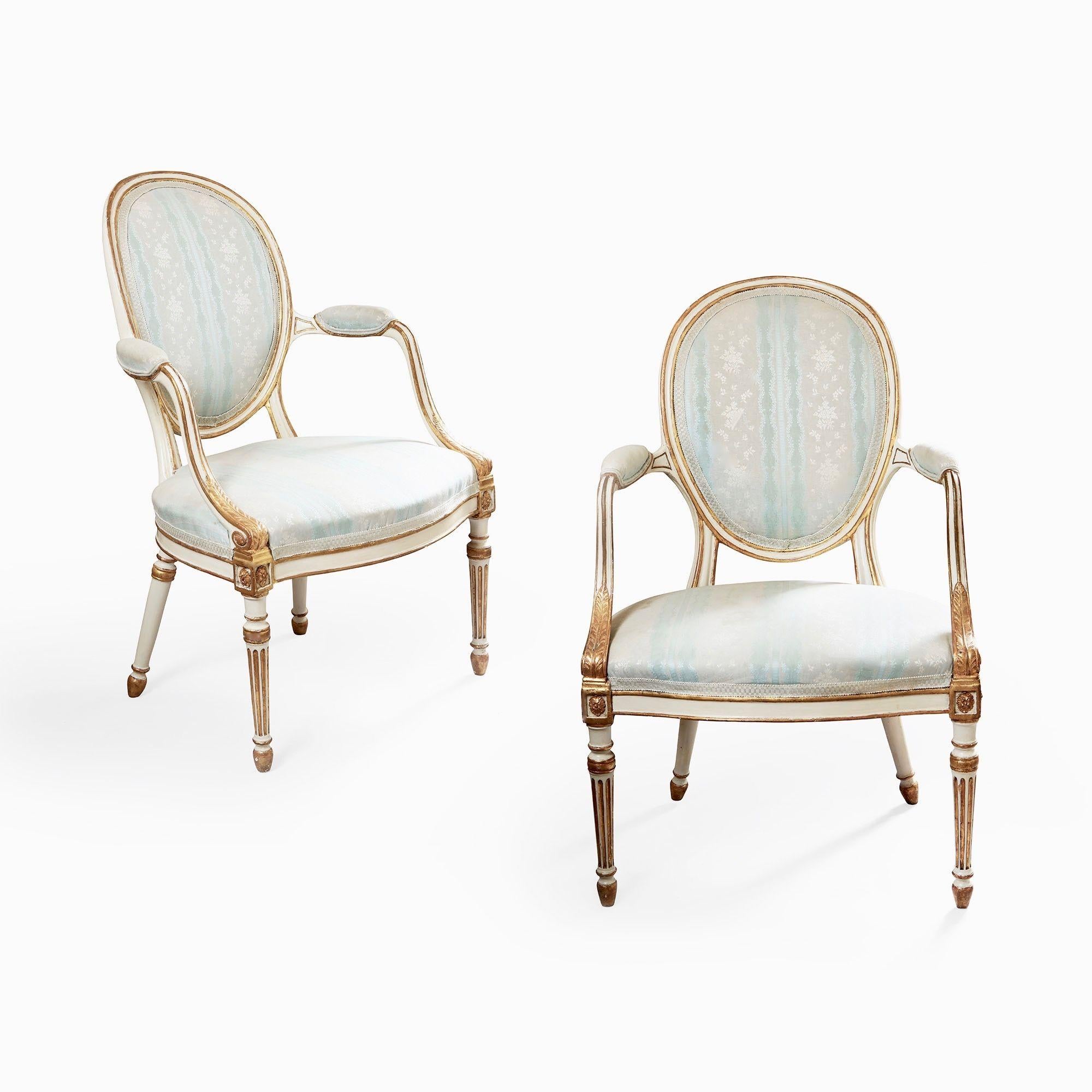 English George III Parcel Gilt Painted Pair of Chairs