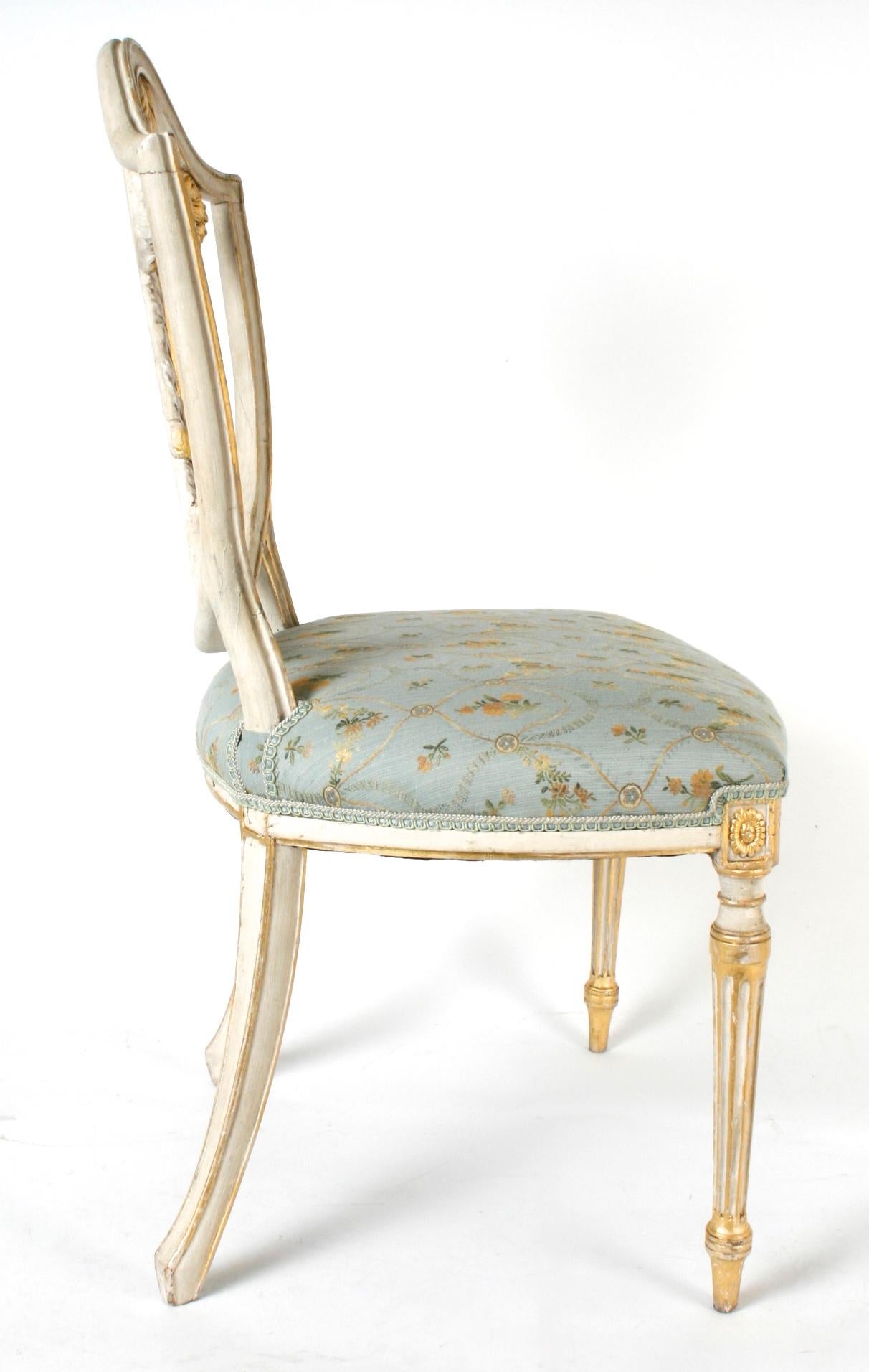 George III Parcel Gilt Shield Back Side Chairs with Plumes, circa 1775 1