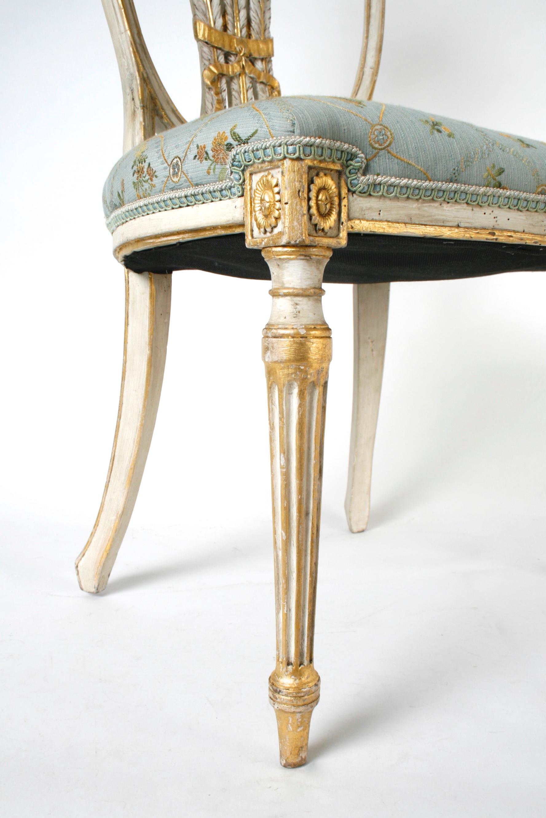 George III Parcel Gilt Shield Back Side Chairs with Plumes, circa 1775 2
