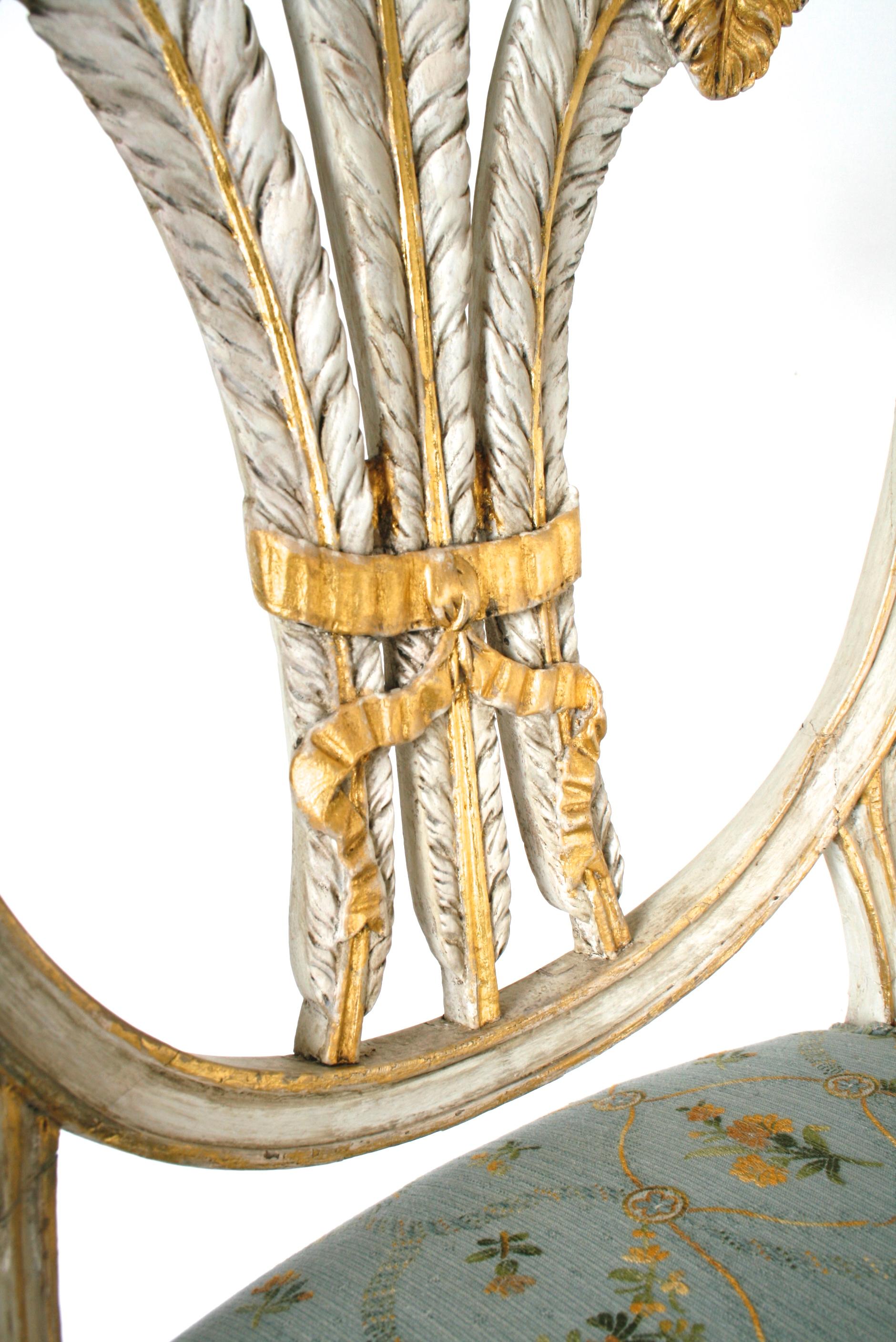 George III Parcel Gilt Shield Back Side Chairs with Plumes, circa 1775 3