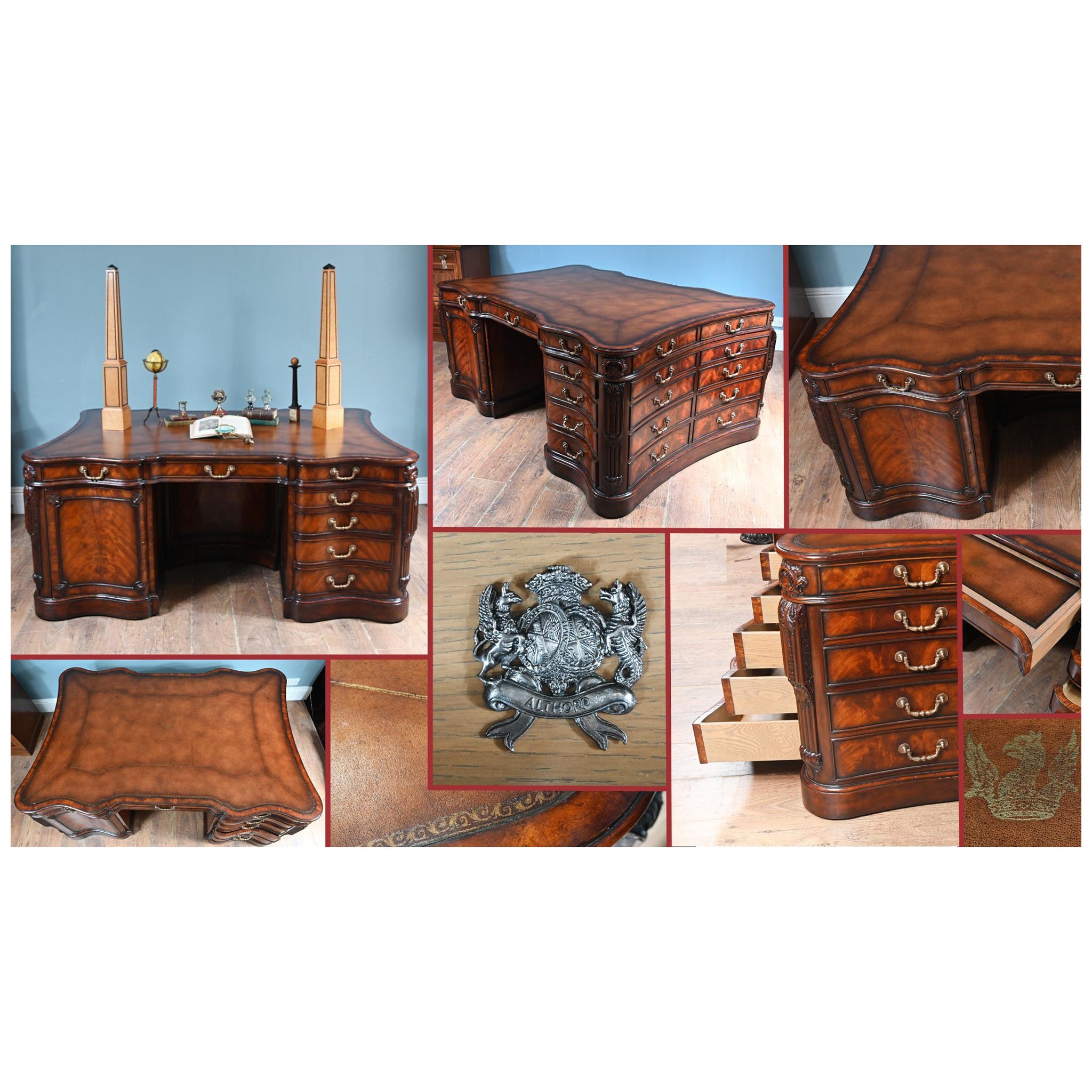 George III Partners Desk Serpentine Althorp House in vendita