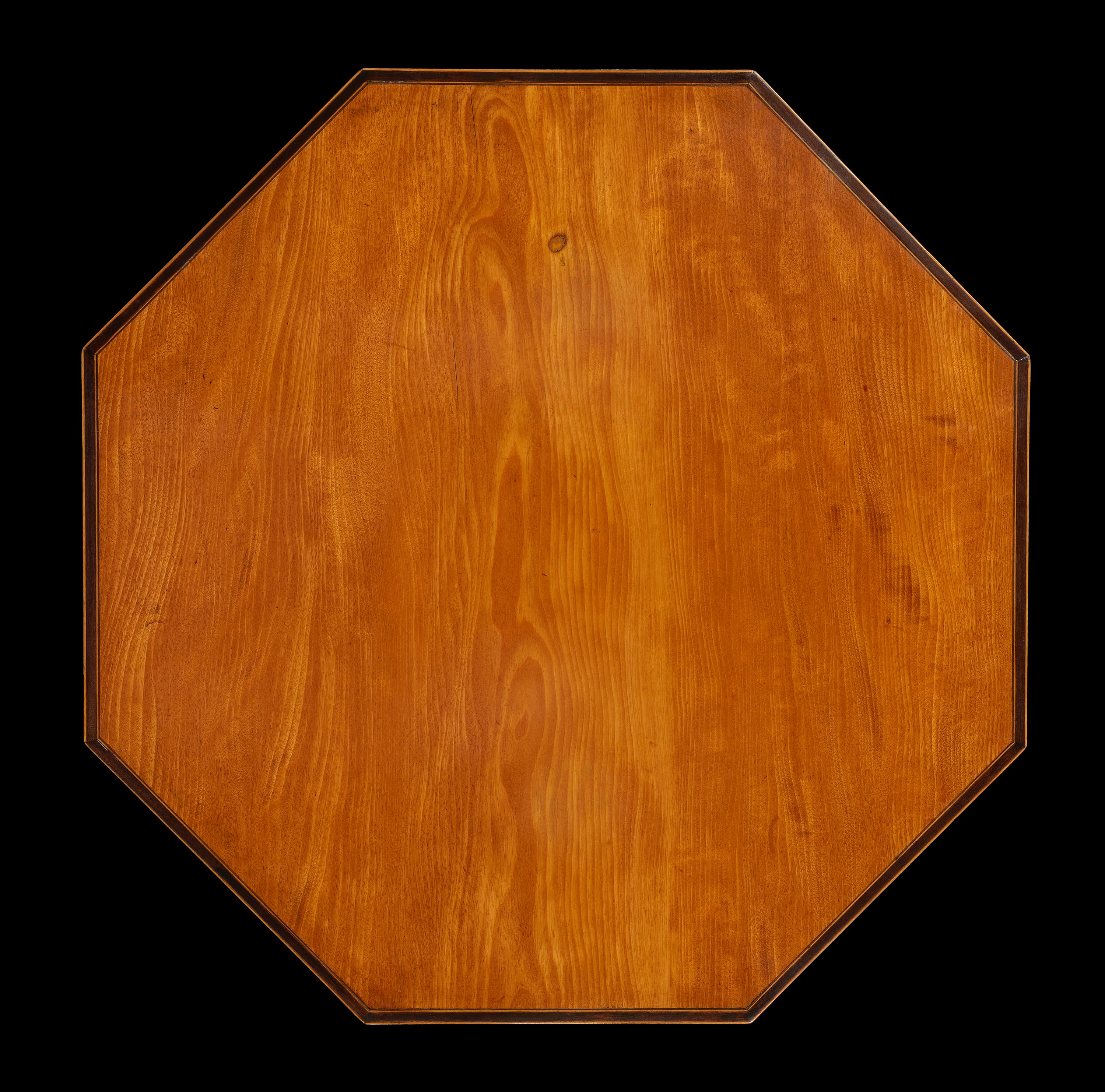 English George III Period 18th Century Satinwood Octagonal Tilt-Top Occasional Table For Sale