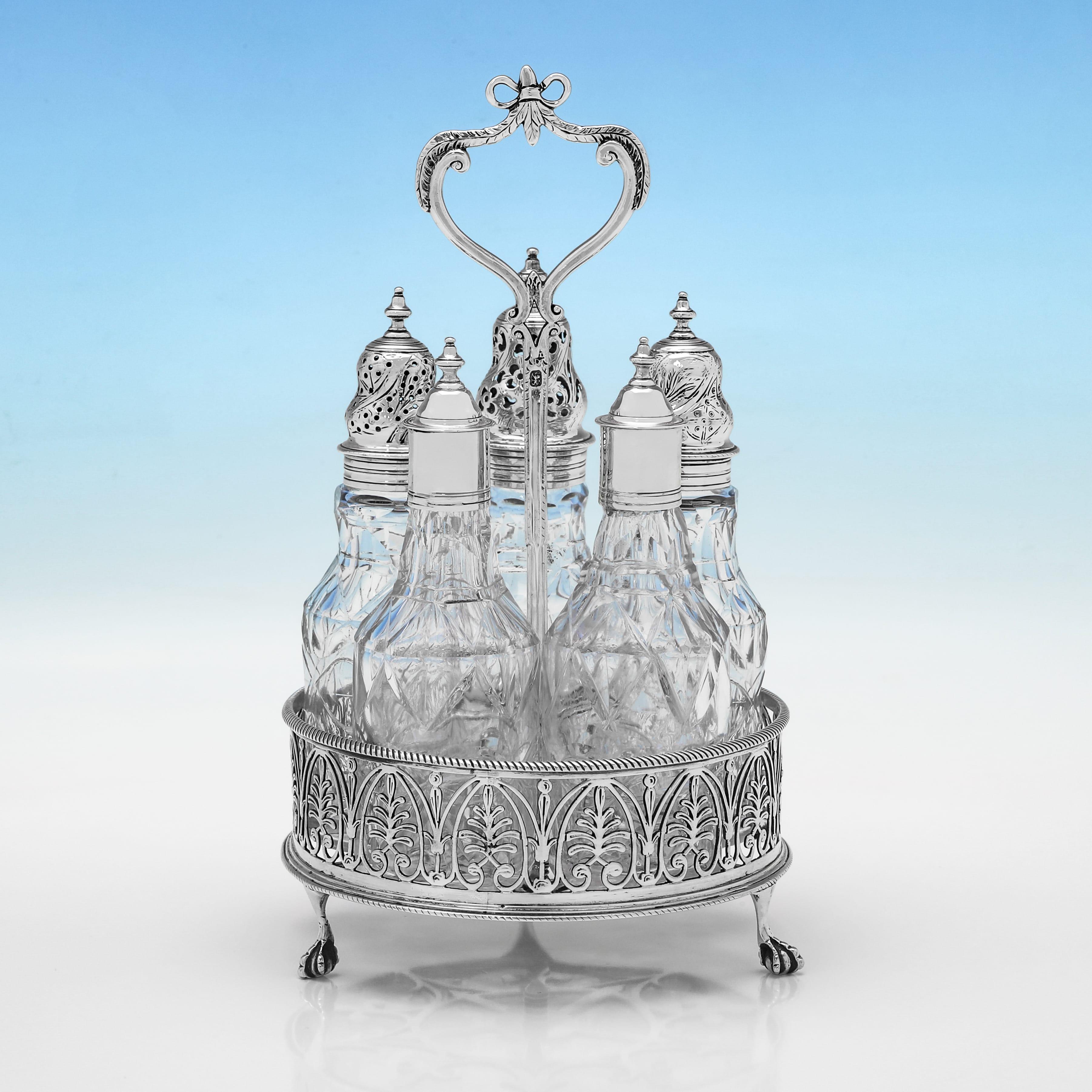 Antikes cruet-Set aus Sterlingsilber aus der Zeit von George III., hergestellt von T & J Daniell 1773 (Spätes 18. Jahrhundert) im Angebot