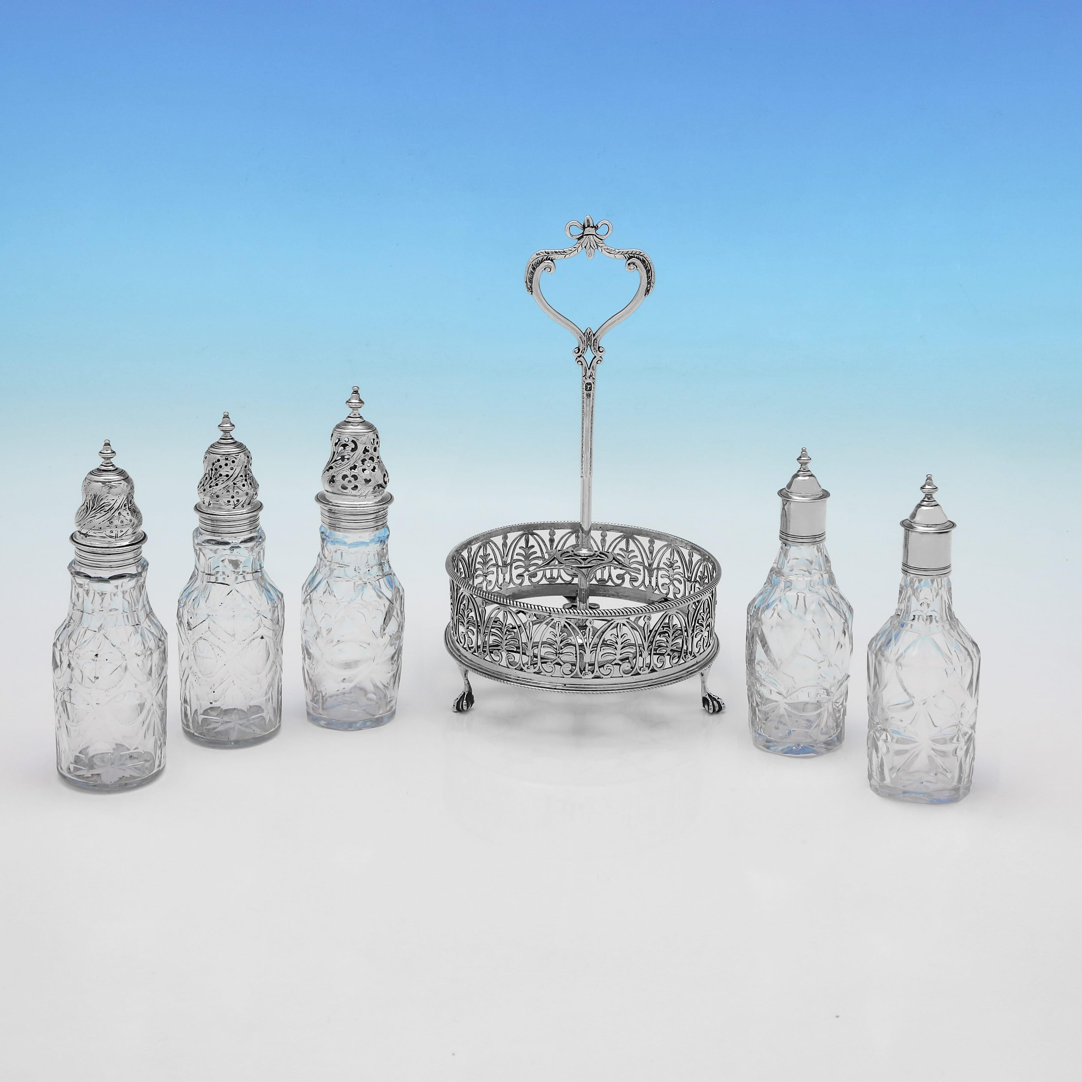 Antikes cruet-Set aus Sterlingsilber aus der Zeit von George III., hergestellt von T & J Daniell 1773 im Angebot 1