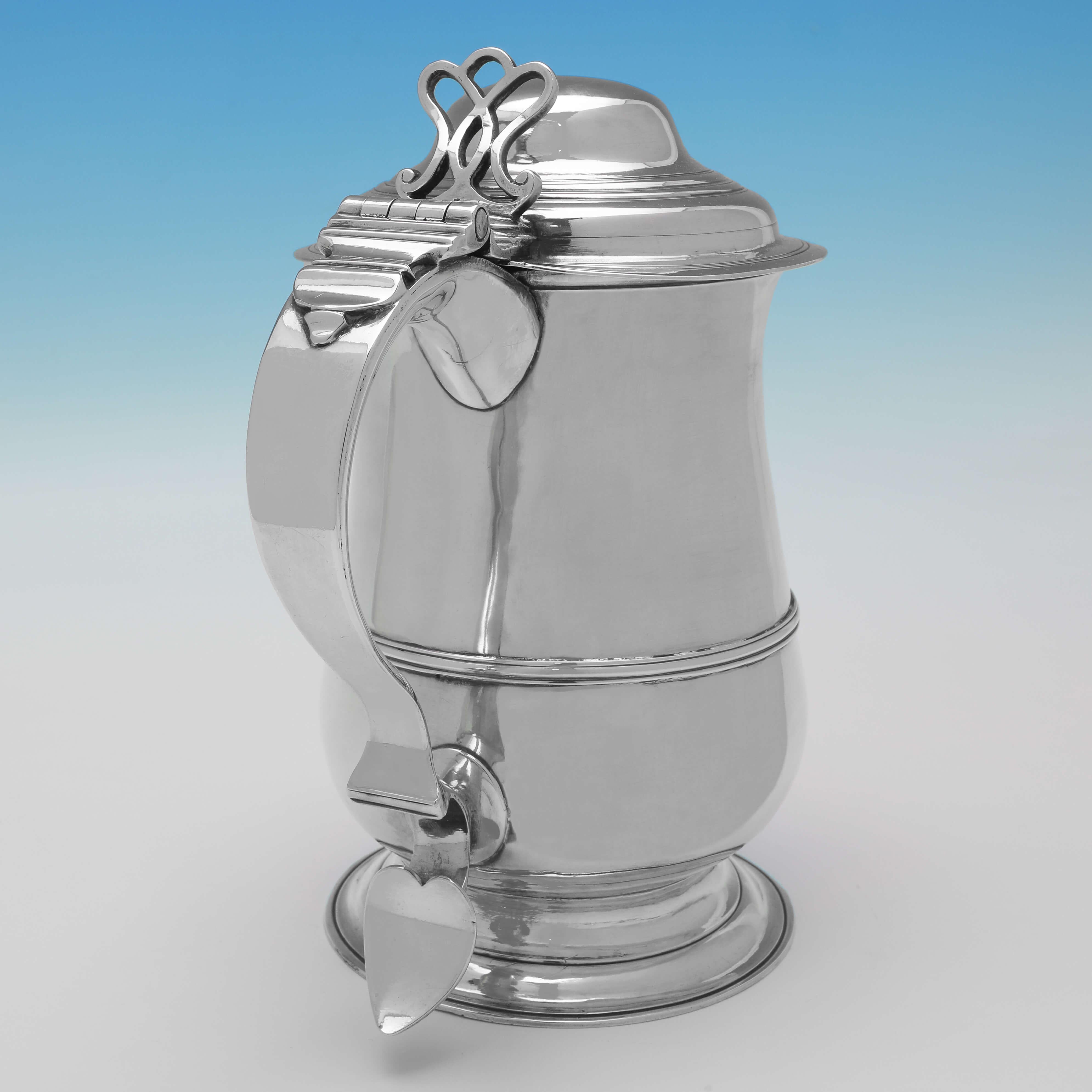 English George III Period Antique Sterling Silver Lidded Tankard, London, 1773 For Sale