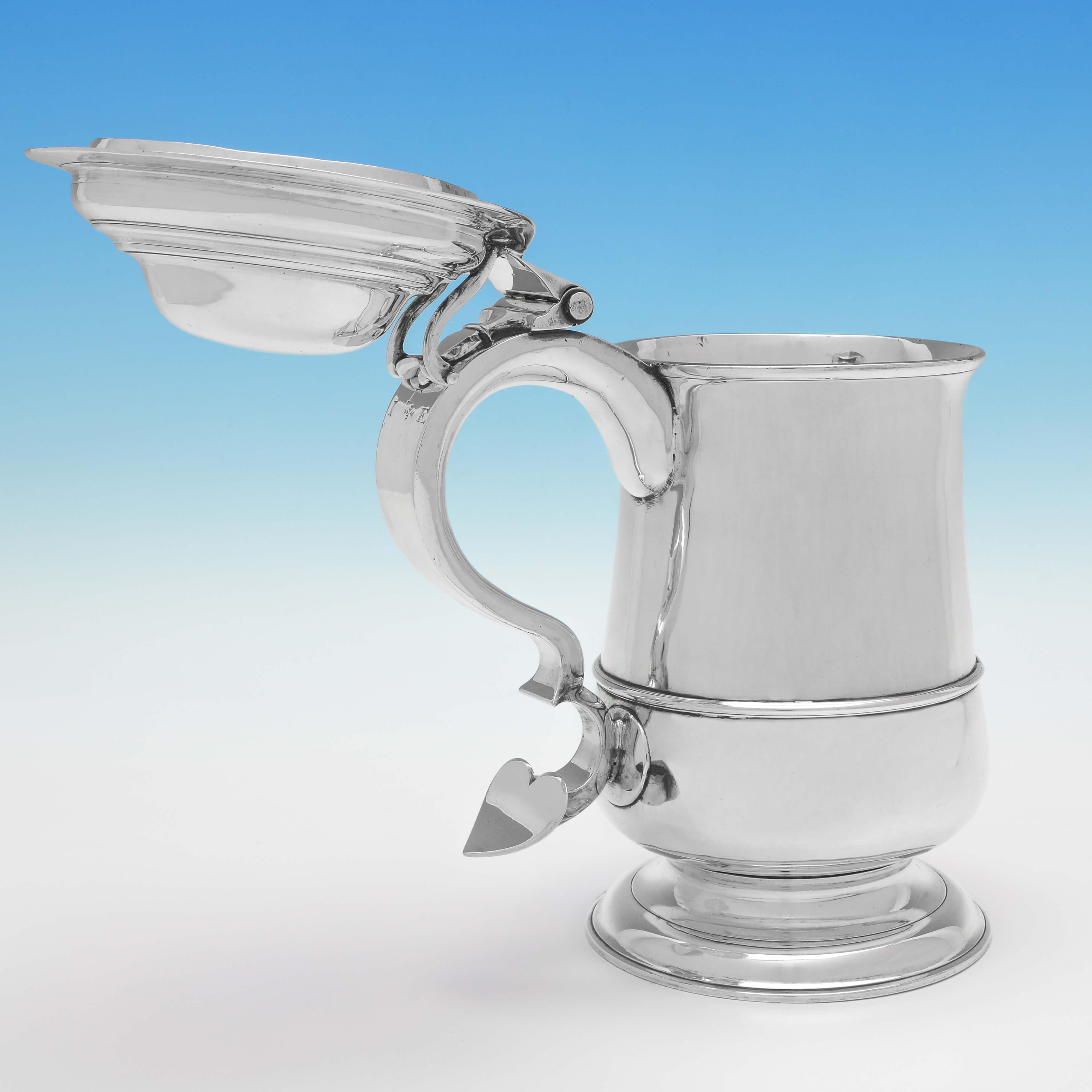 English George III Period Antique Sterling Silver Lidded Tankard, Newcastle, 1772 For Sale