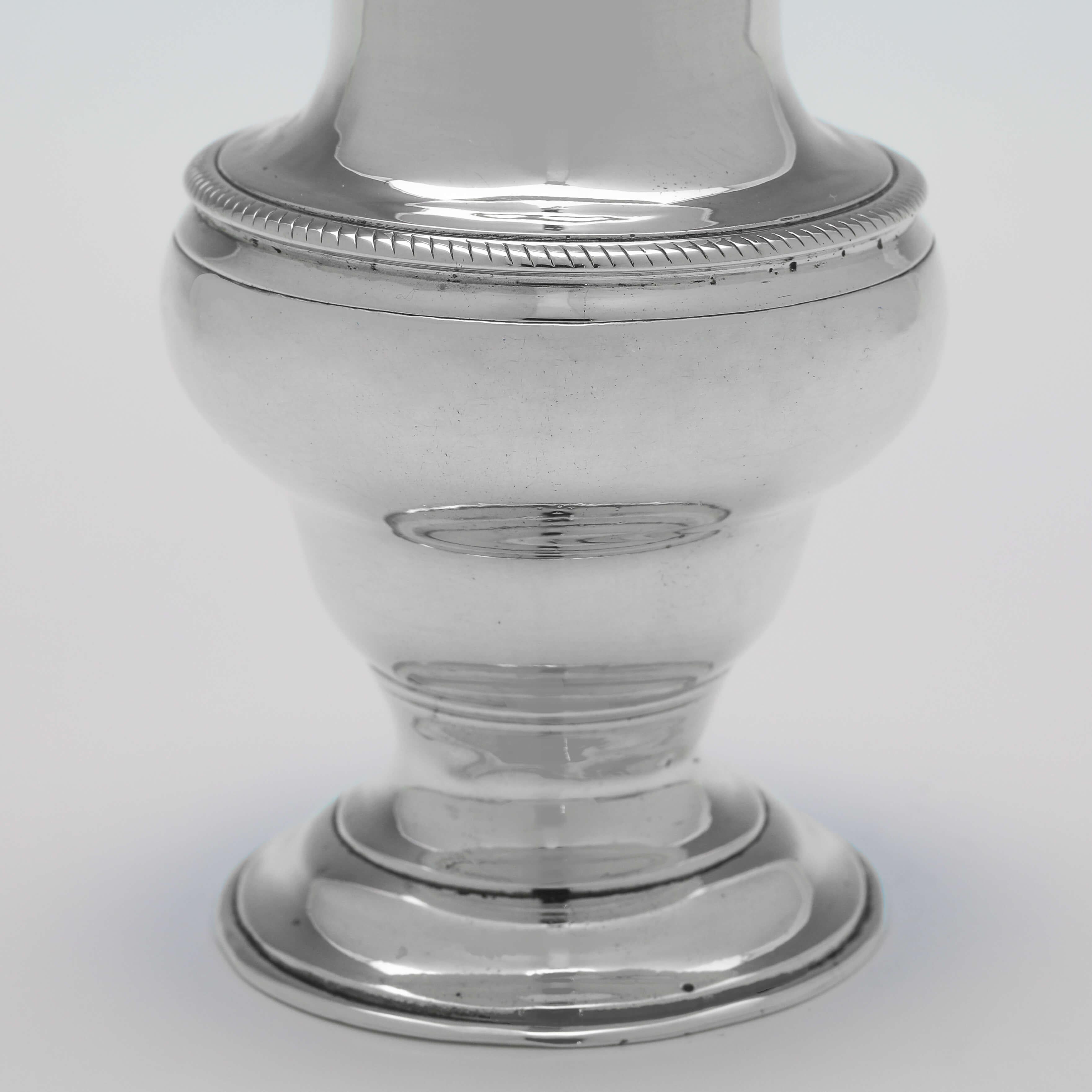 Mid-18th Century George III Period Antique Sterling Silver Pepper Pot, London, 1764