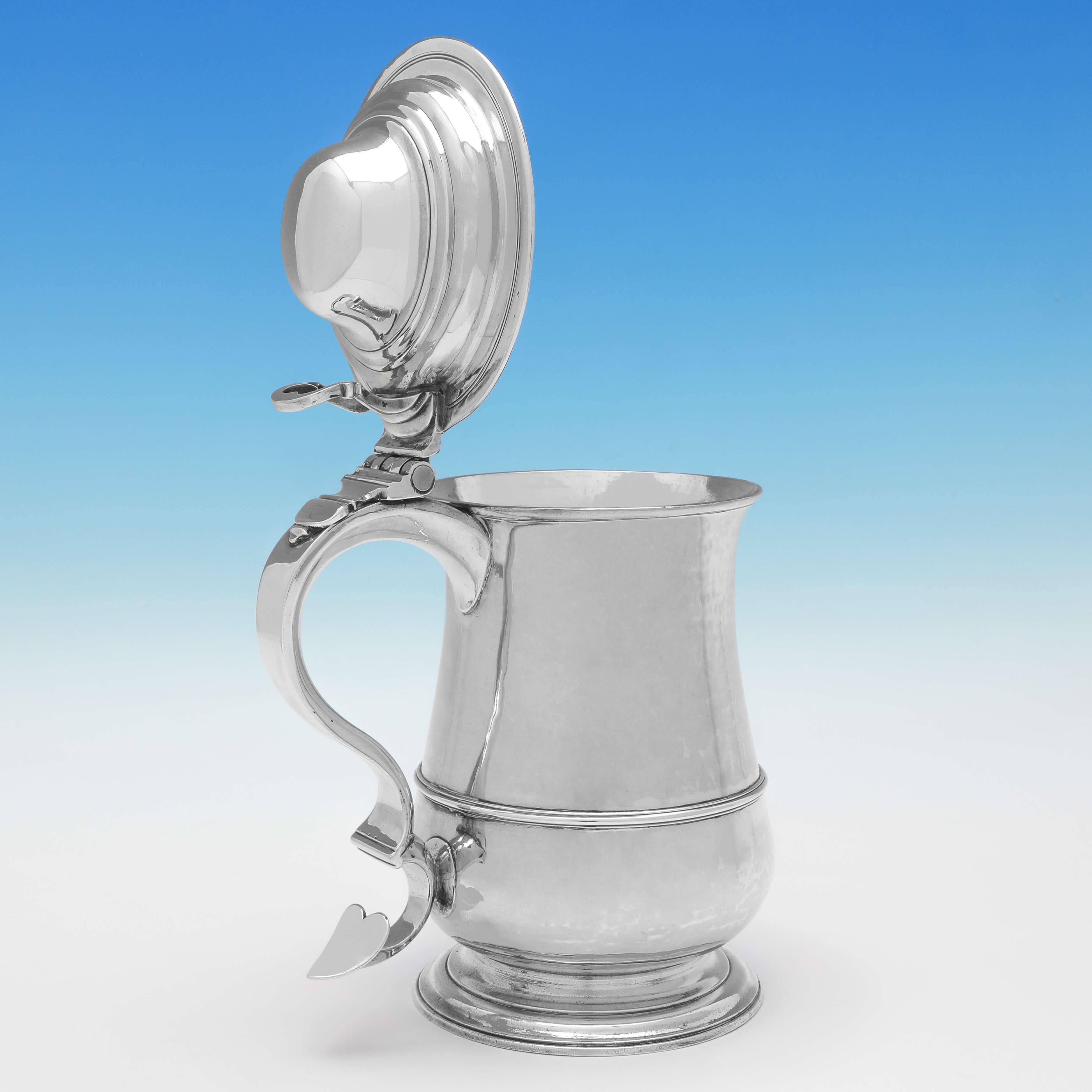 Late 18th Century George III Period Antique Sterling Silver Tankard, London 1781 William Cox III For Sale