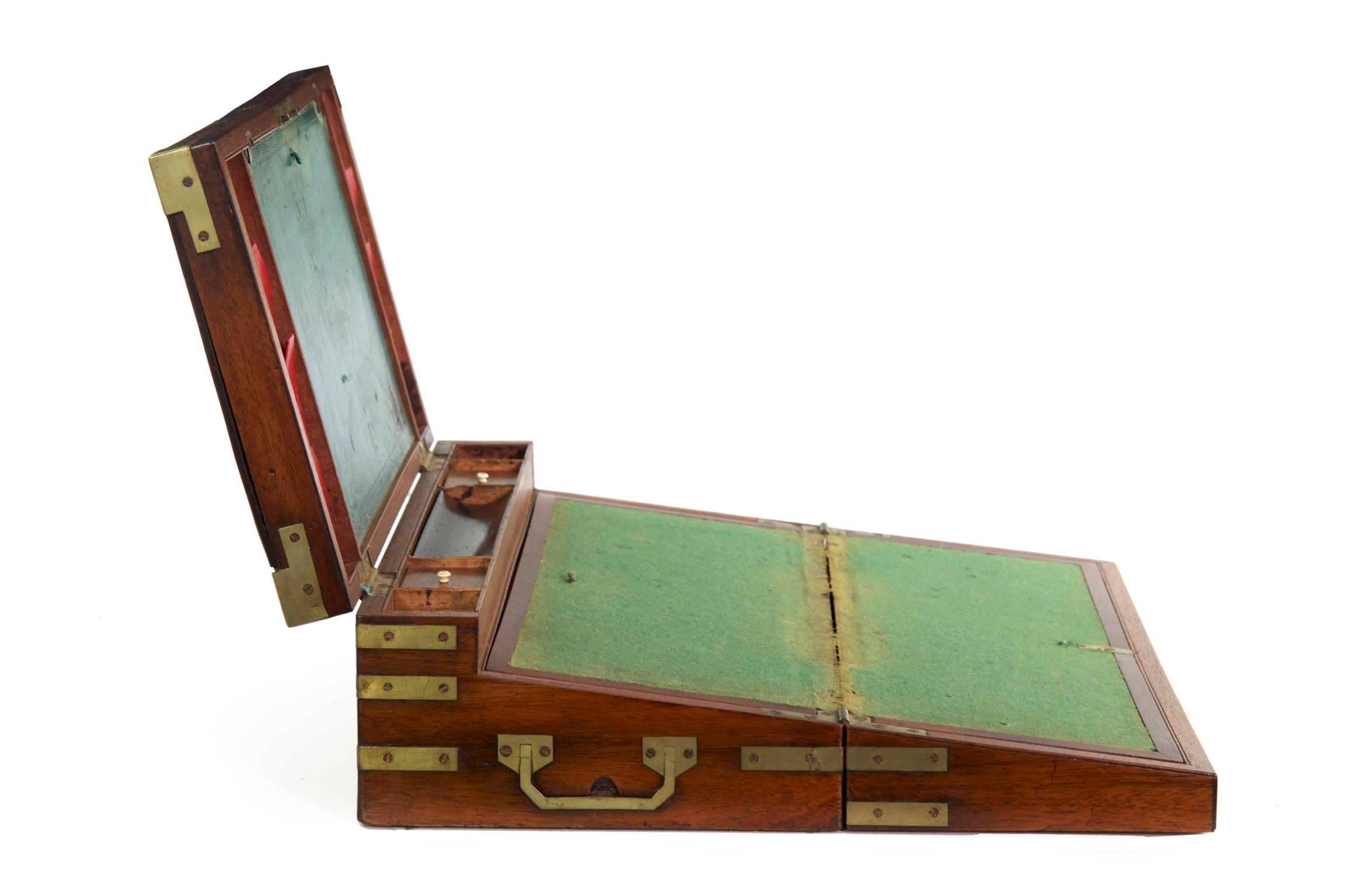 Late 18th Century George III Period Brass-Bound Campaign Writing Slope 