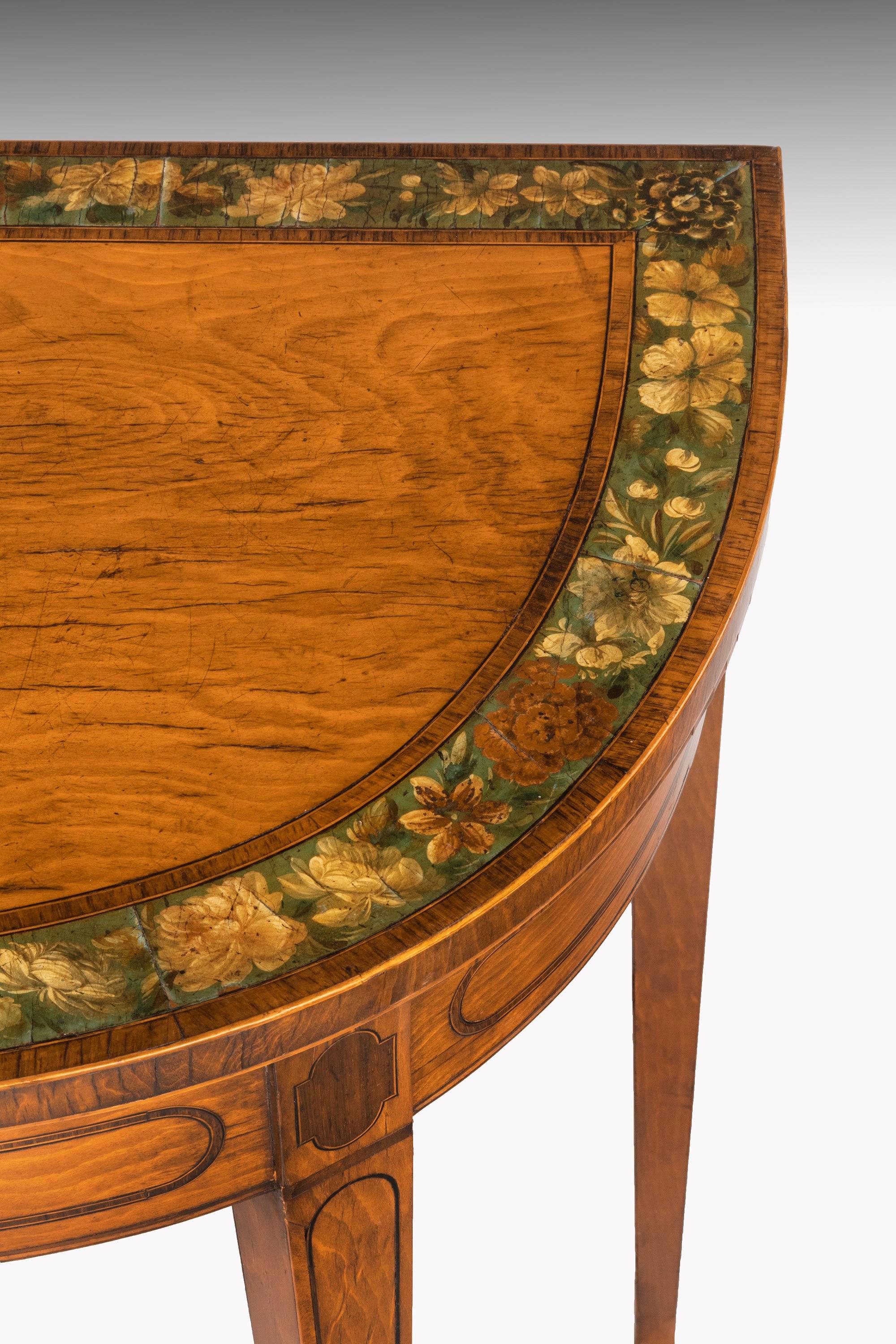 English George III Period D-Shaped Satinwood Card Table For Sale
