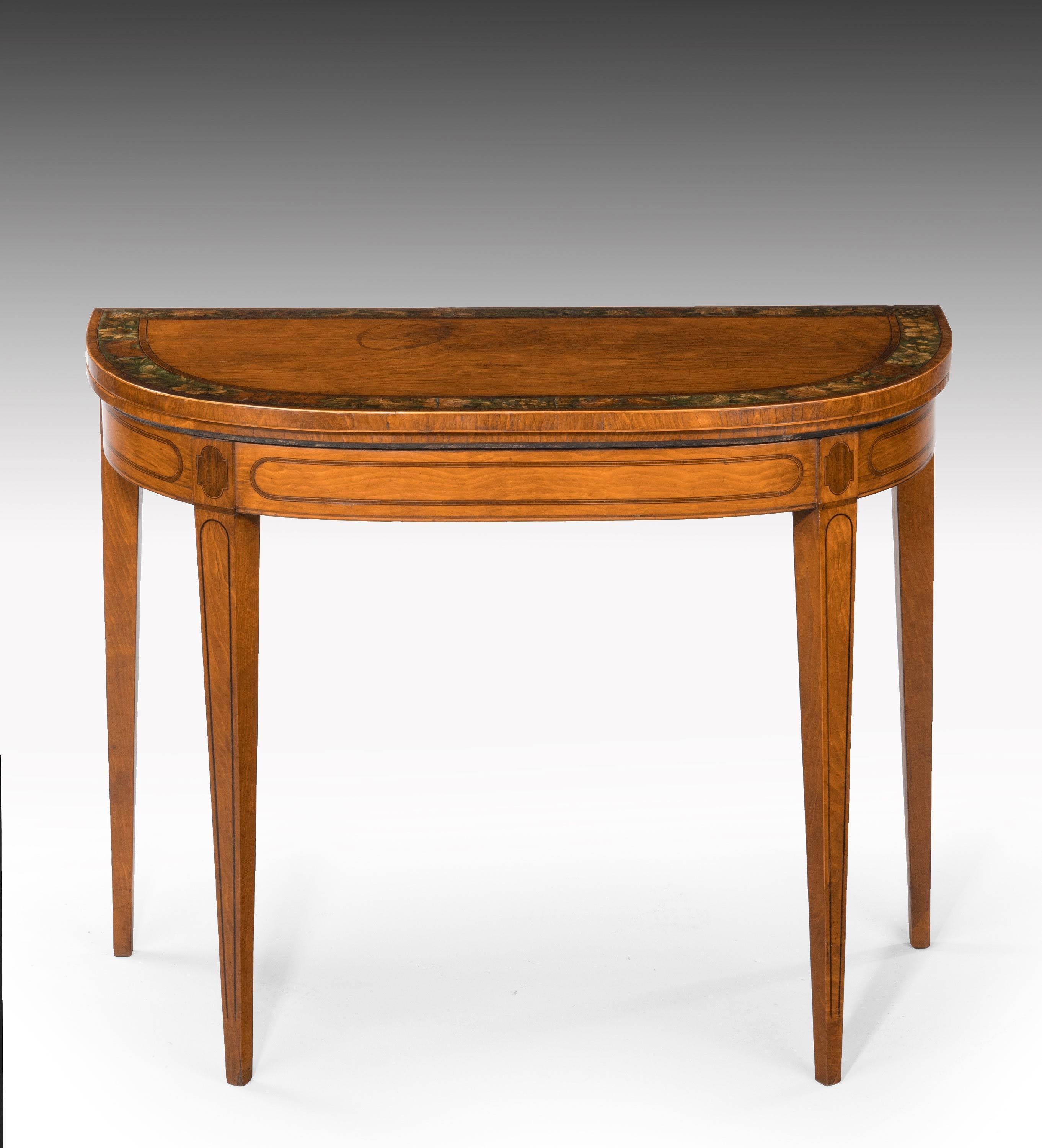 Late 18th Century George III Period D-Shaped Satinwood Card Table For Sale
