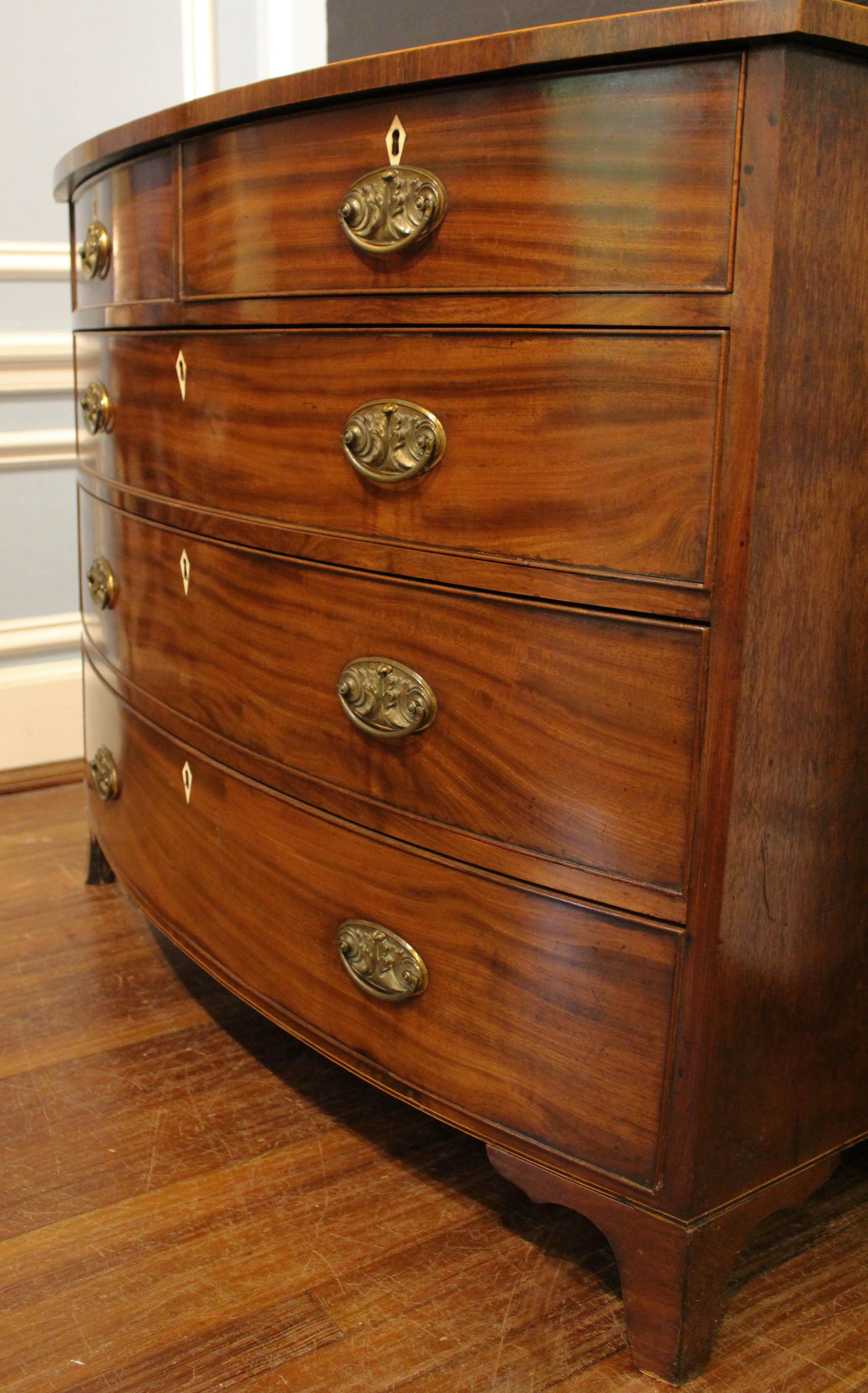 George III Period English Bowfront Chest of Drawers 5