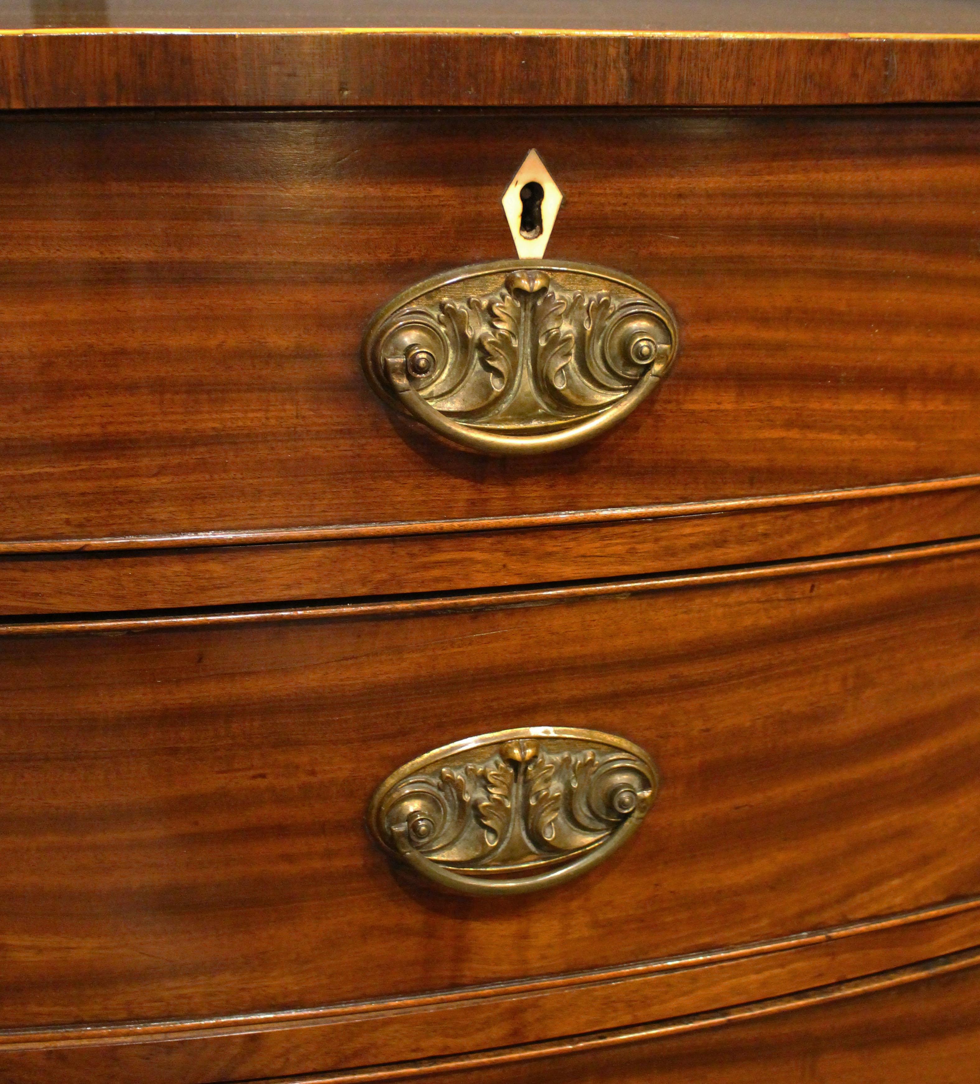 George III Period English Bowfront Chest of Drawers 2