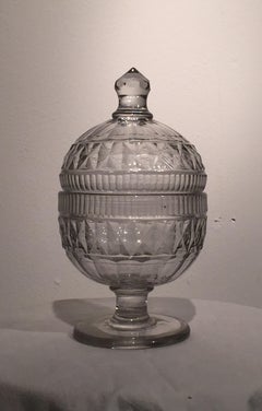 George III Period English Cut Glass Honey Jar and Cover