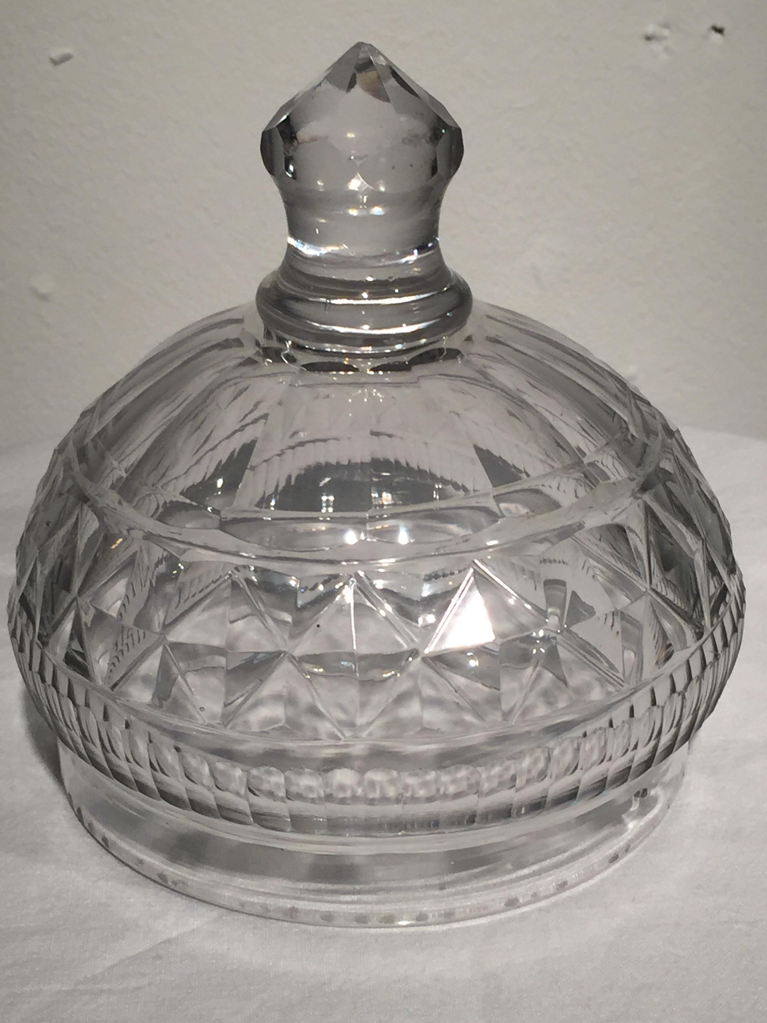 George III Period English Cut Glass Honey Jar and Cover For Sale 4
