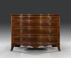 George III Period Hepplewhite Serpentine Mahogany Inlaid Gentlemen's Chest