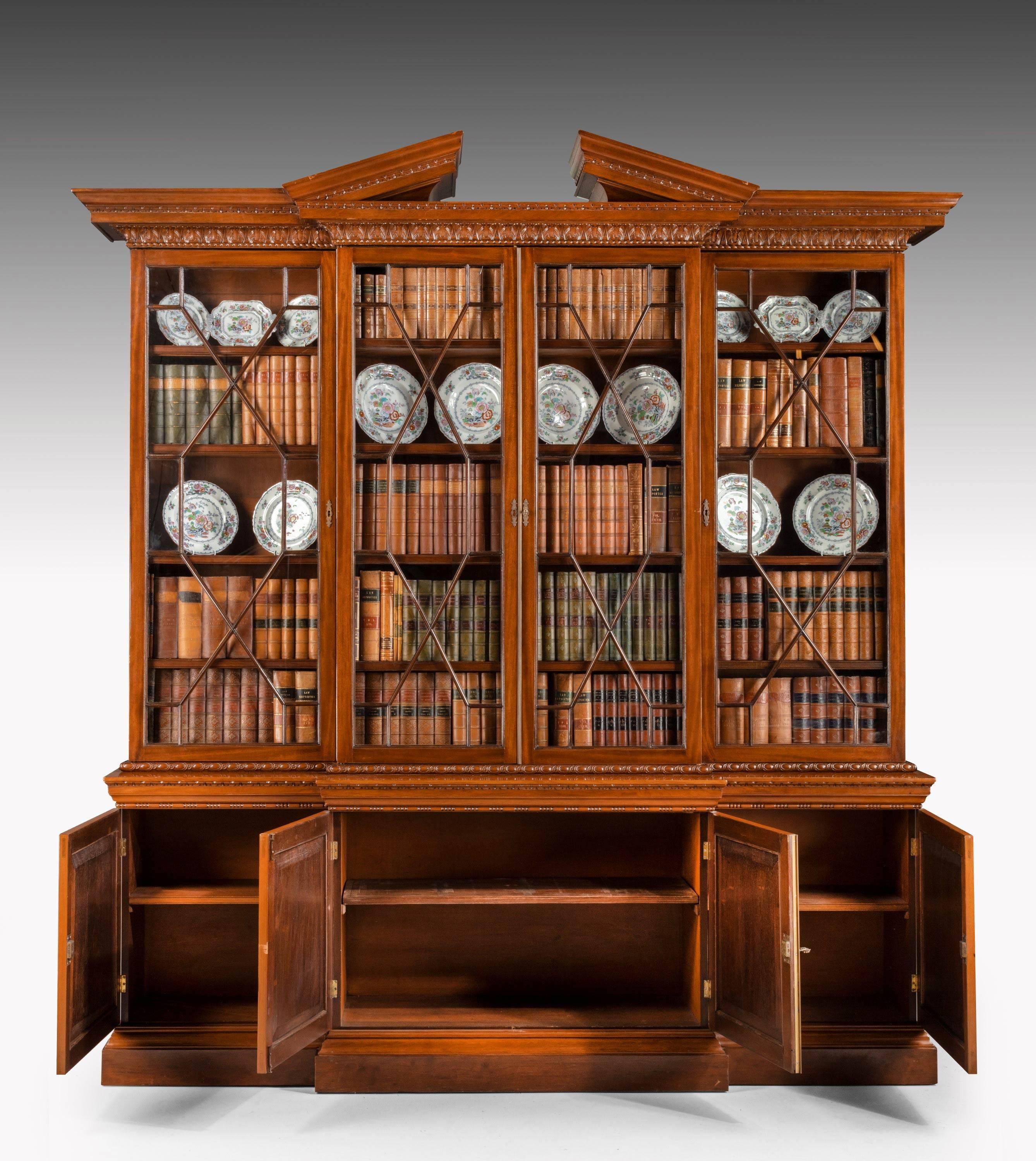 Late 18th Century George III Period Low-Waisted Breakfront Bookcase