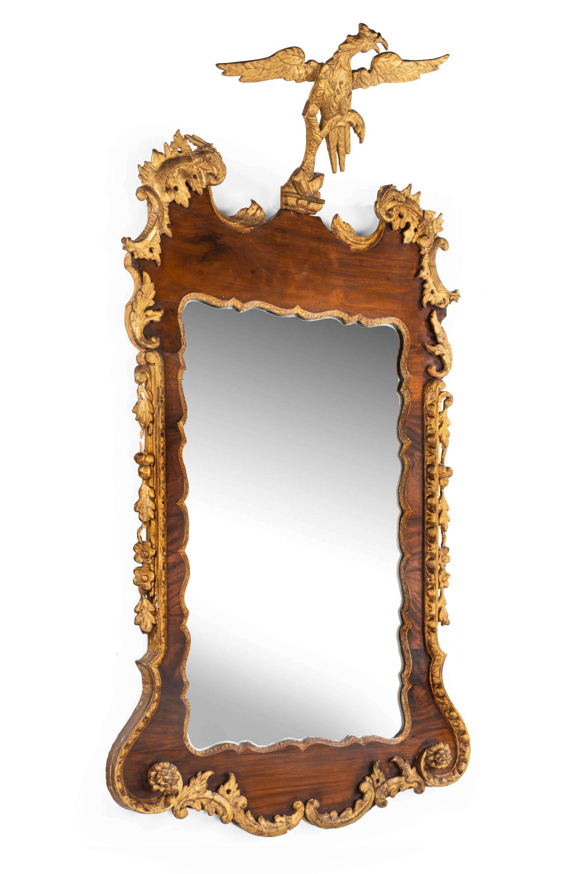 18th Century George III Period Mahogany and Parcel Gilt Mirror For Sale