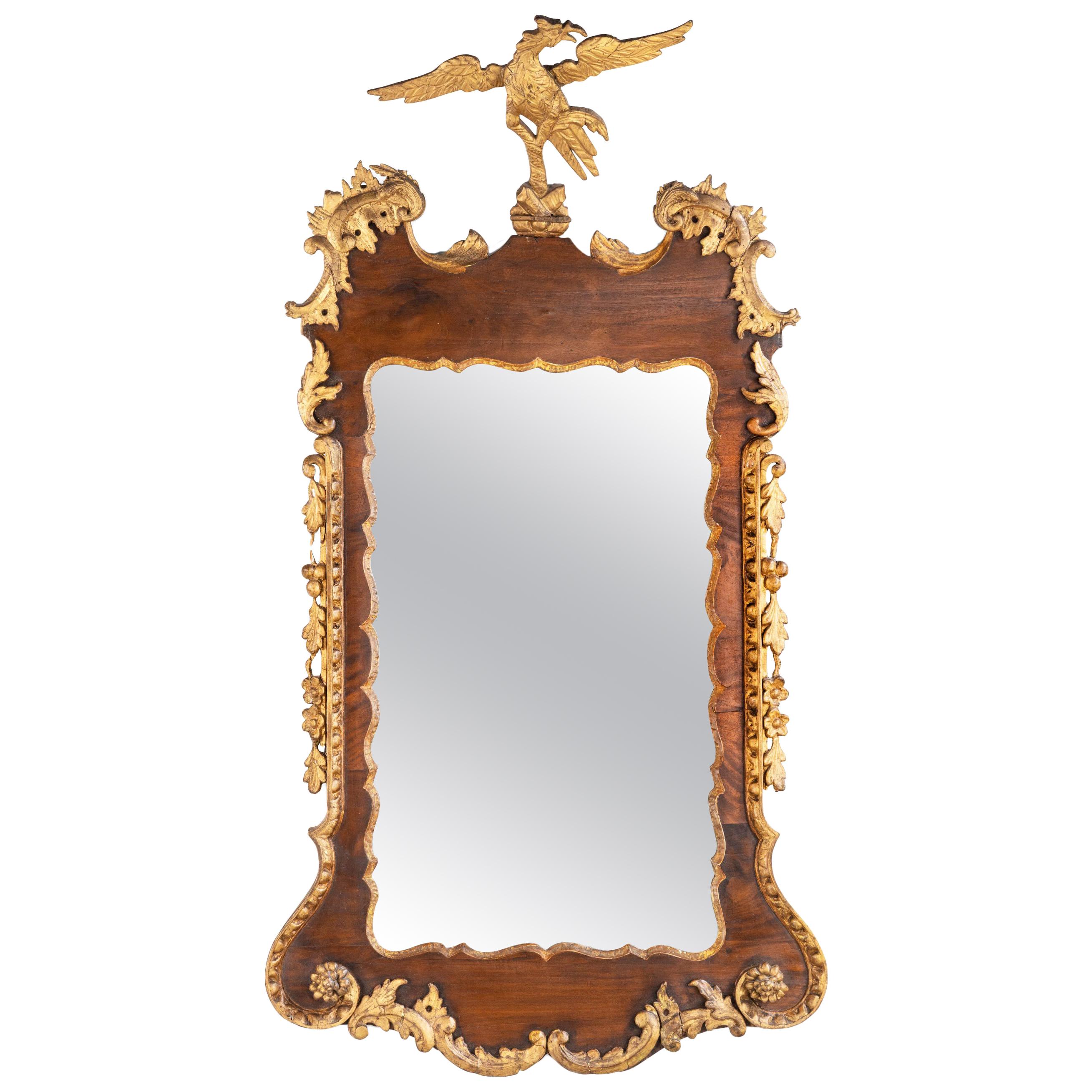 George III Period Mahogany and Parcel Gilt Mirror For Sale