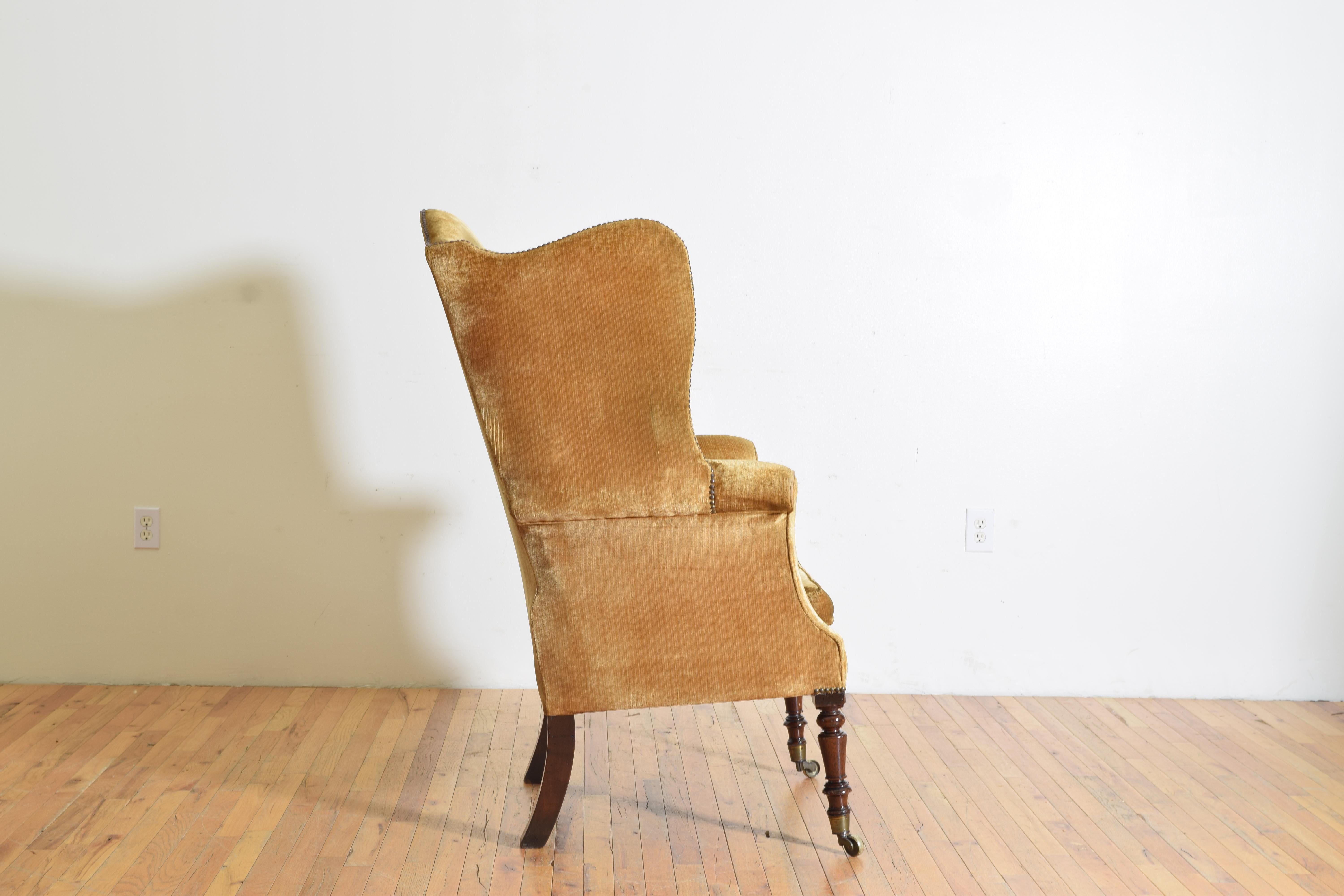 George III Period Mahogany and Upholstered Wing Armchair,  Ca. 1800 In Good Condition For Sale In Atlanta, GA