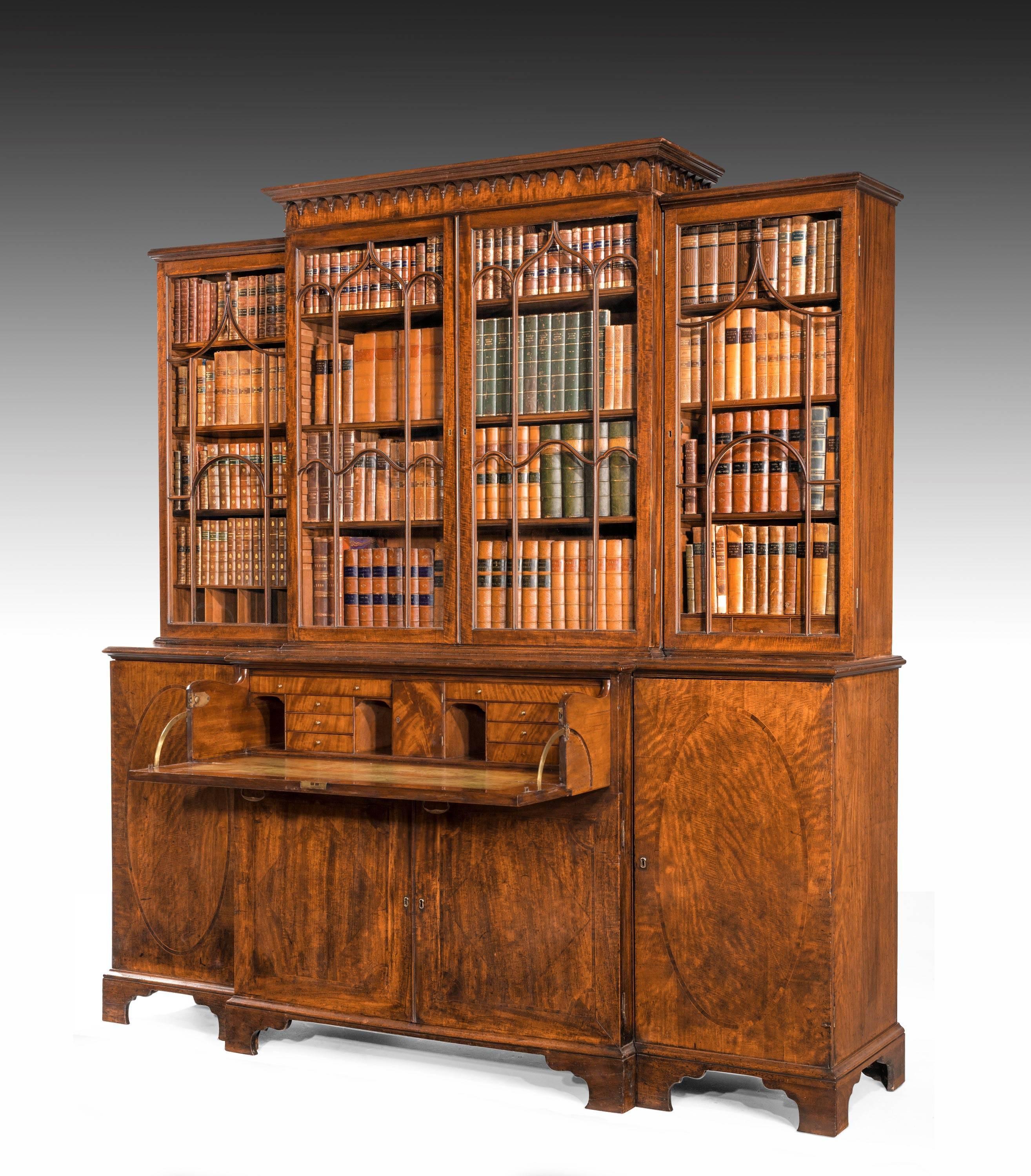 18th Century George III Period Mahogany Breakfront Bookcase