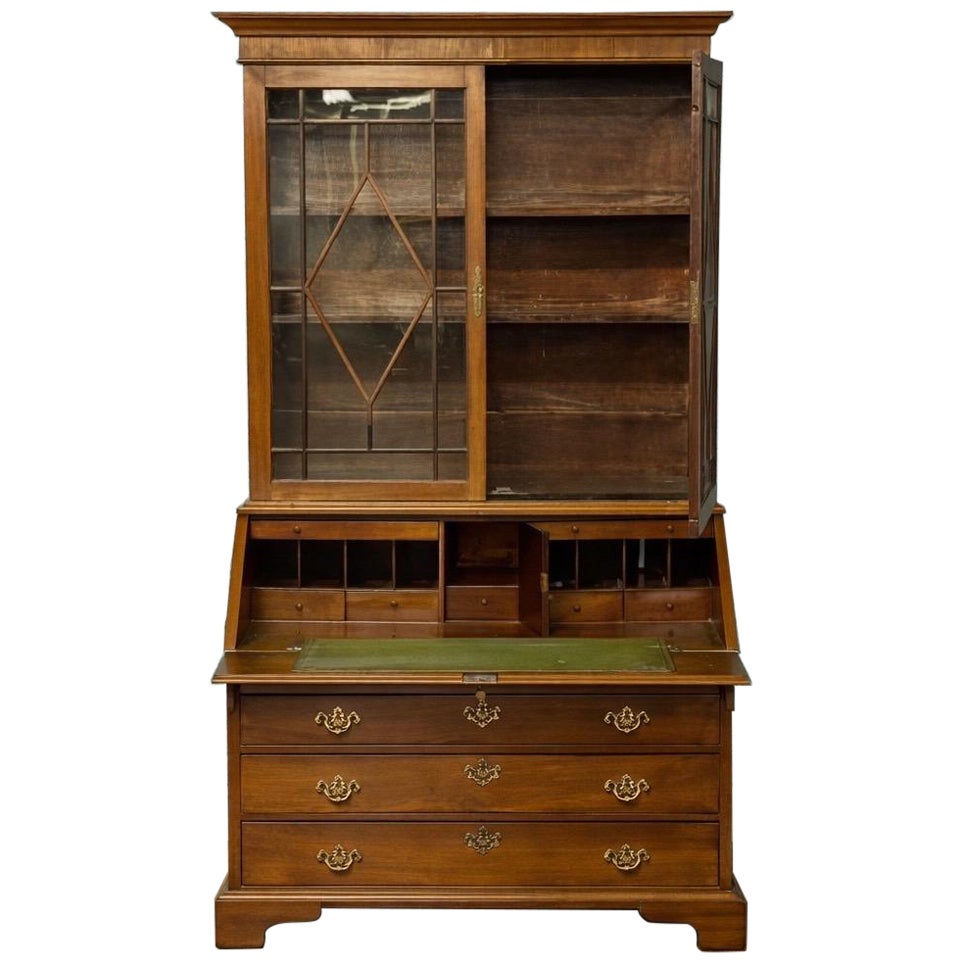 George III Period Mahogany Bureau Desk / Bookcase, late 18th / early 19thc