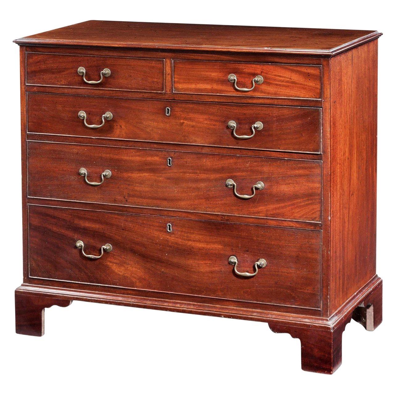 George III Period Mahogany Chest of Drawers with Original Handles