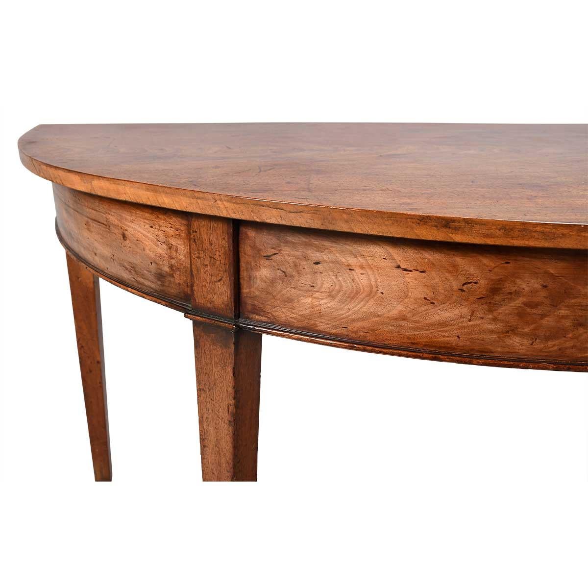 English George III Period Mahogany Demilune End Dining Table For Sale