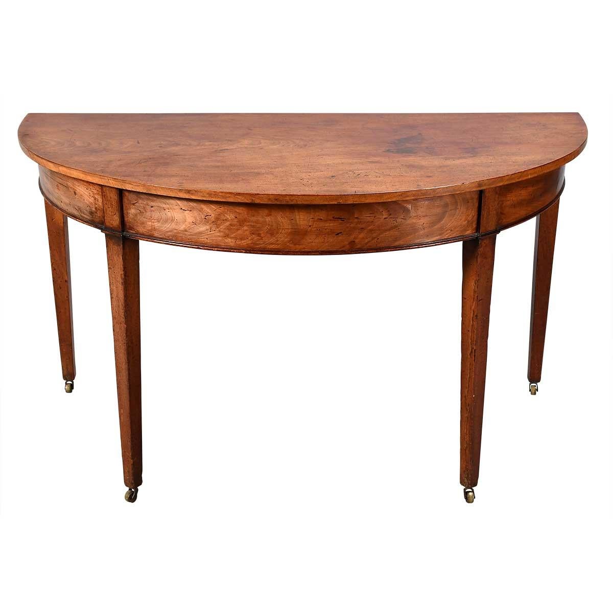 18th Century George III Period Mahogany Demilune End Dining Table For Sale