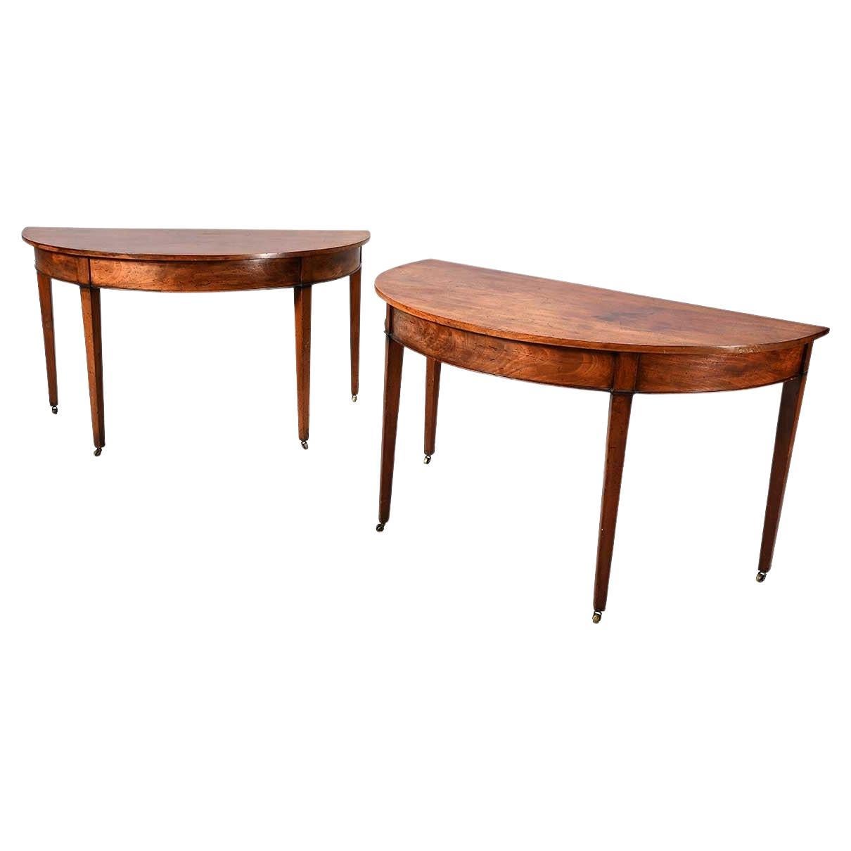 George III Period Mahogany Demilune End Dining Table
