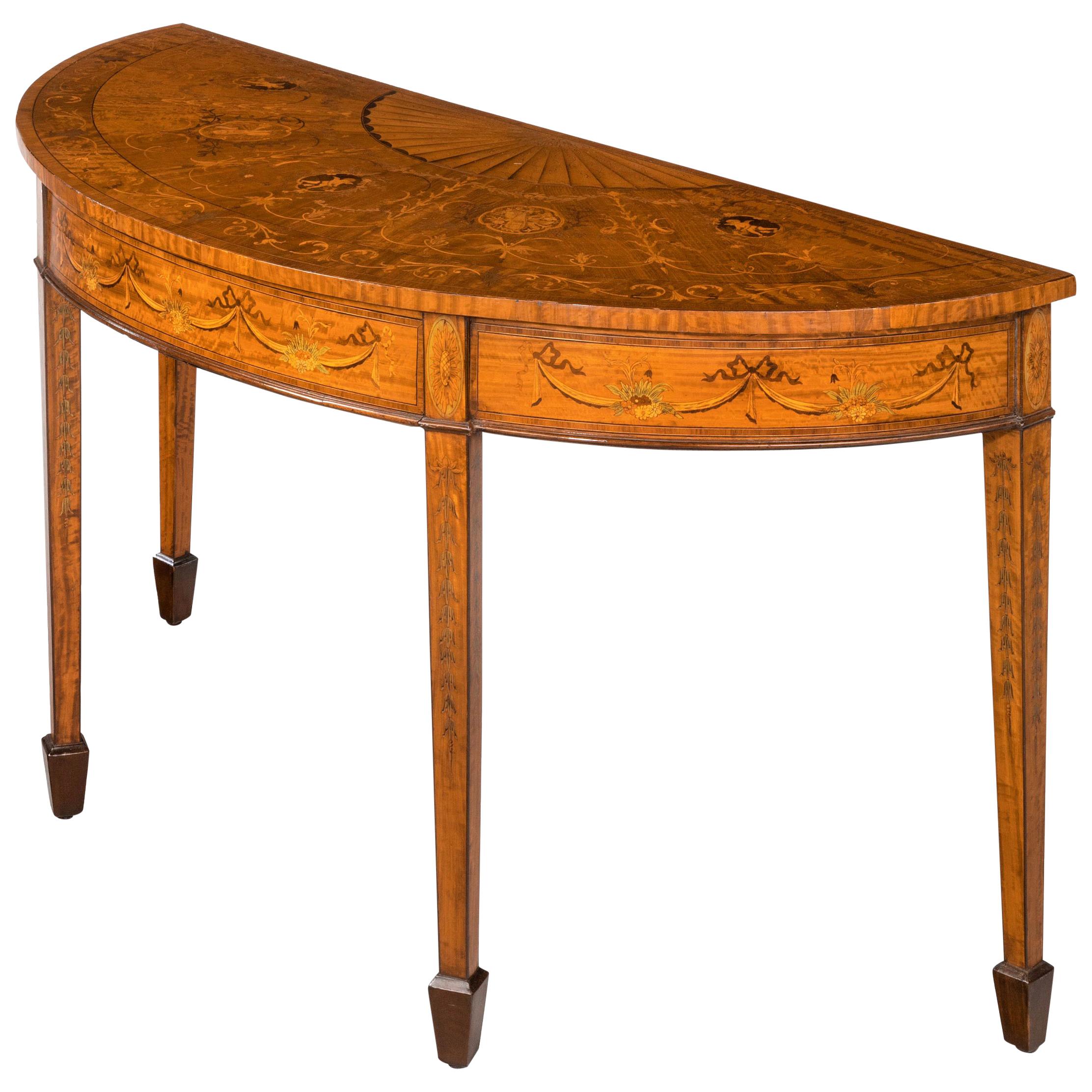 George III Period Mahogany Demilune Pier Table of Complex Form