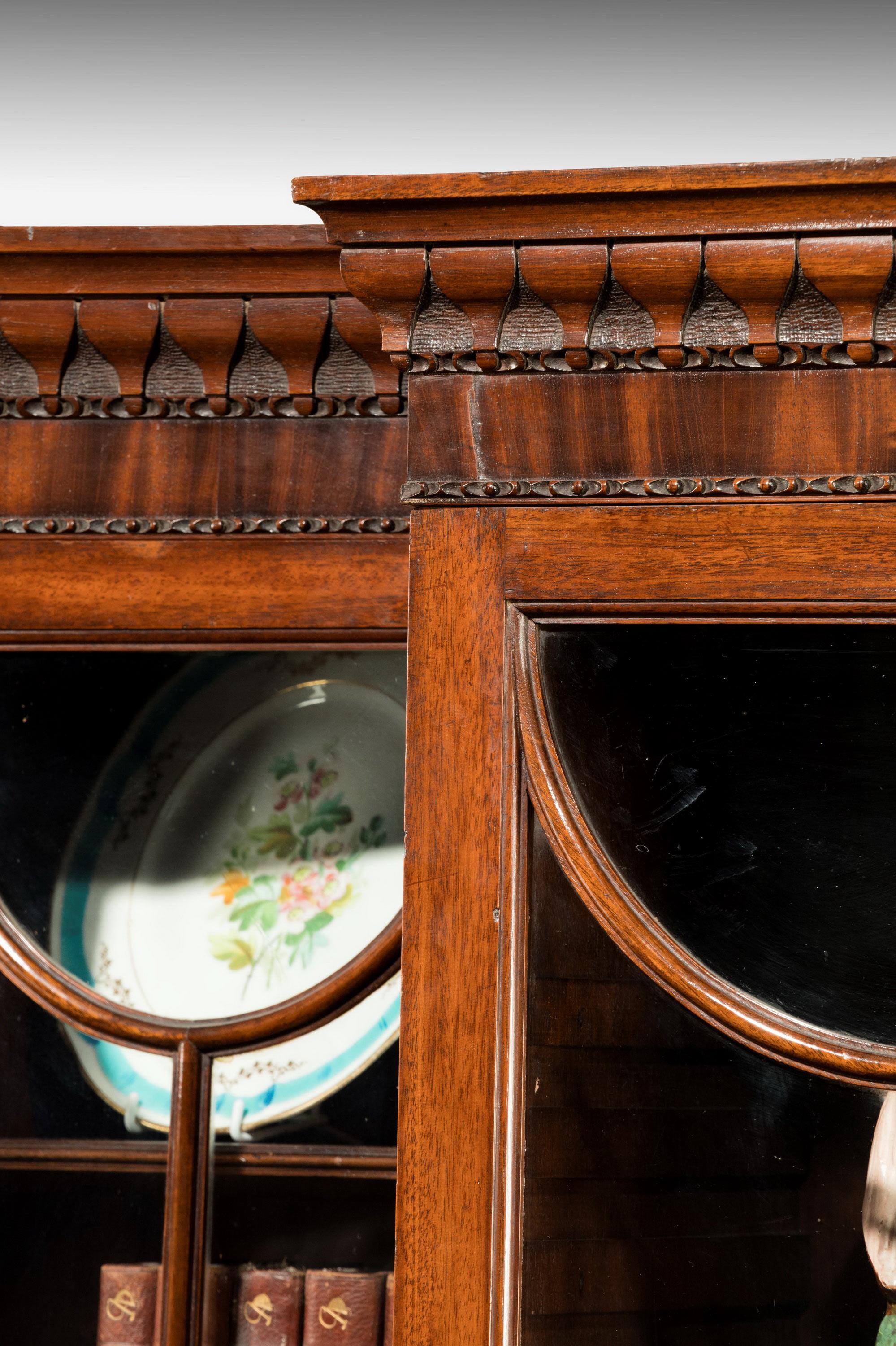 English George III Period Mahogany Double Breakfront Bookcase