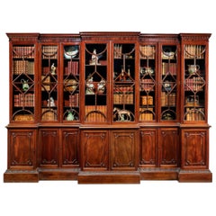 George III Period Mahogany Double Breakfront Bookcase George III Period Mahogany Double Breakfront Bookcase