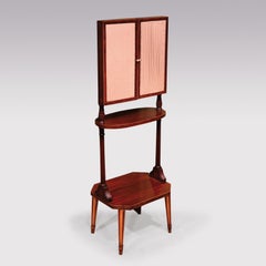 George III Period Mahogany Fold Out Dressing Mirror on Boxwood Tapering Legs
