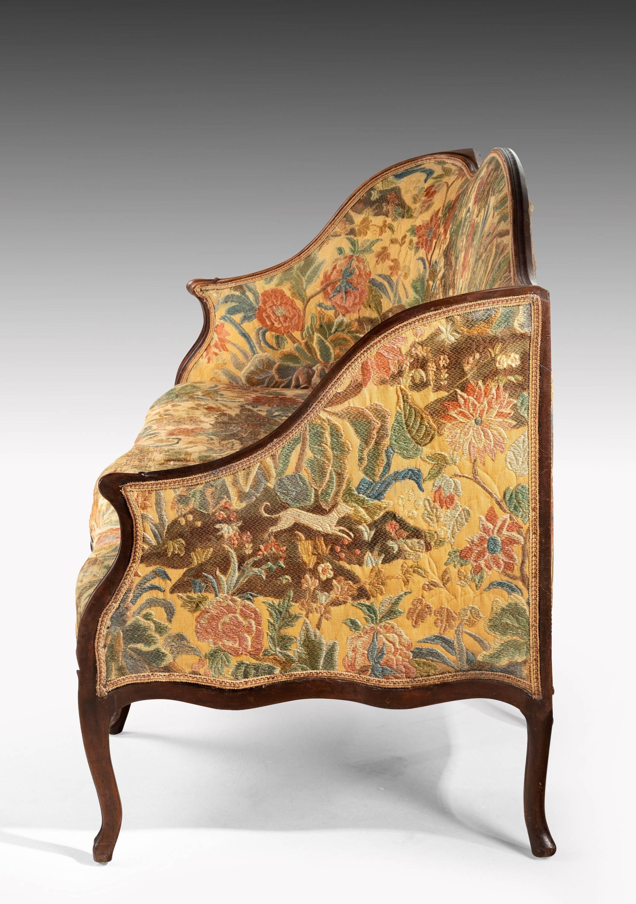 George III Period Mahogany Framed Tapestry Sofa 1
