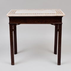 George III Period Mahogany Fratework Marble-Top Console Table