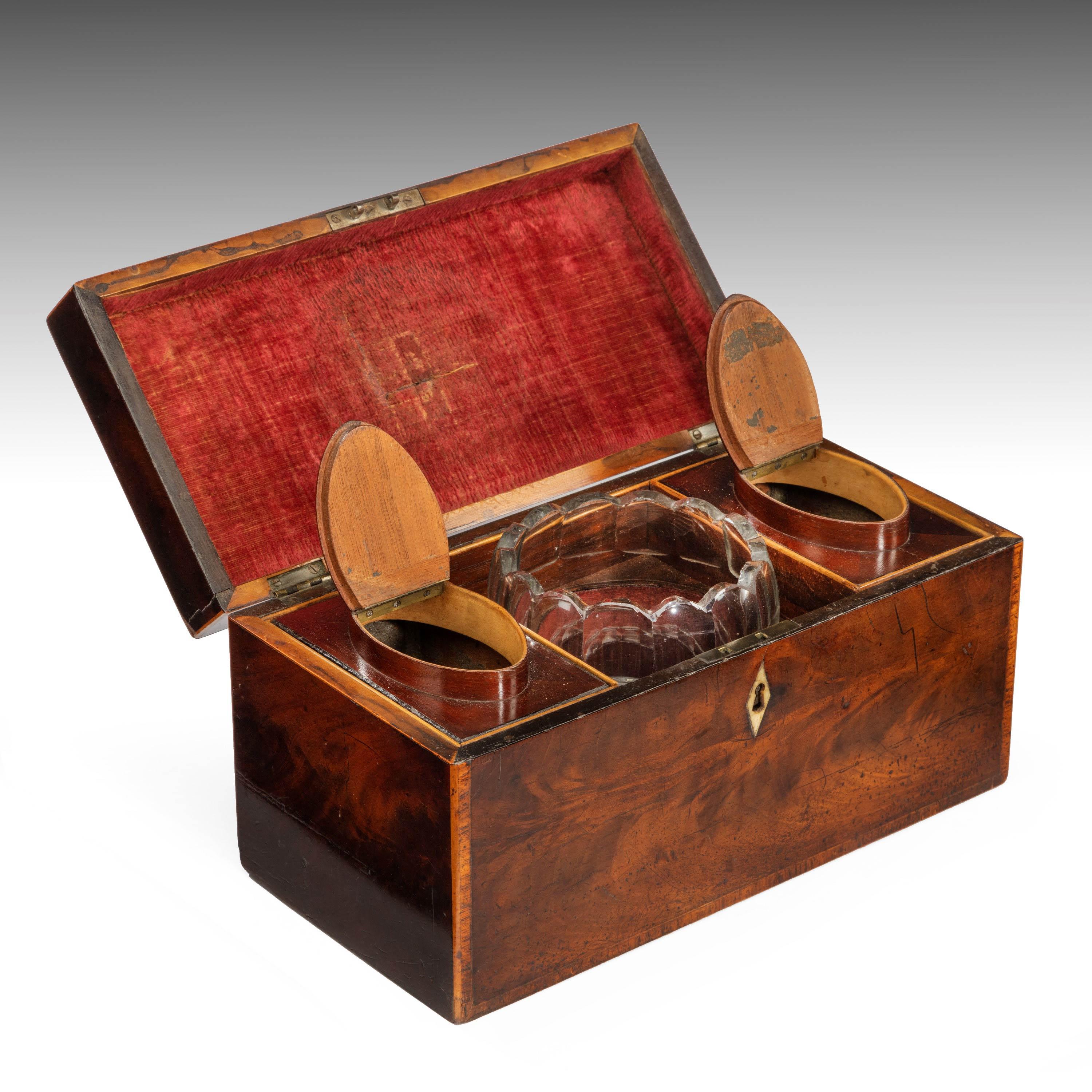 George III Period Mahogany Inlaid Tea Caddy 5