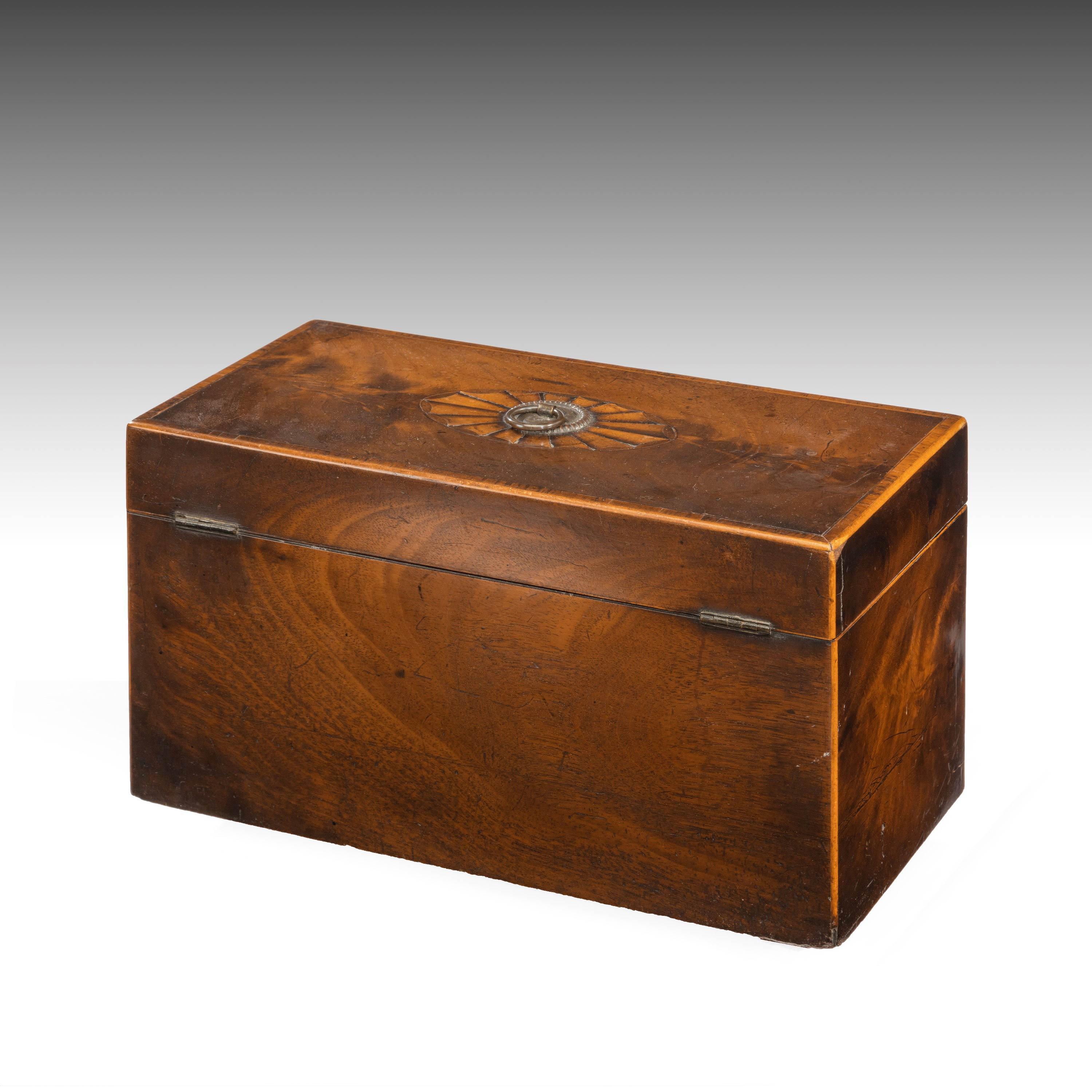 George III Period Mahogany Inlaid Tea Caddy 6