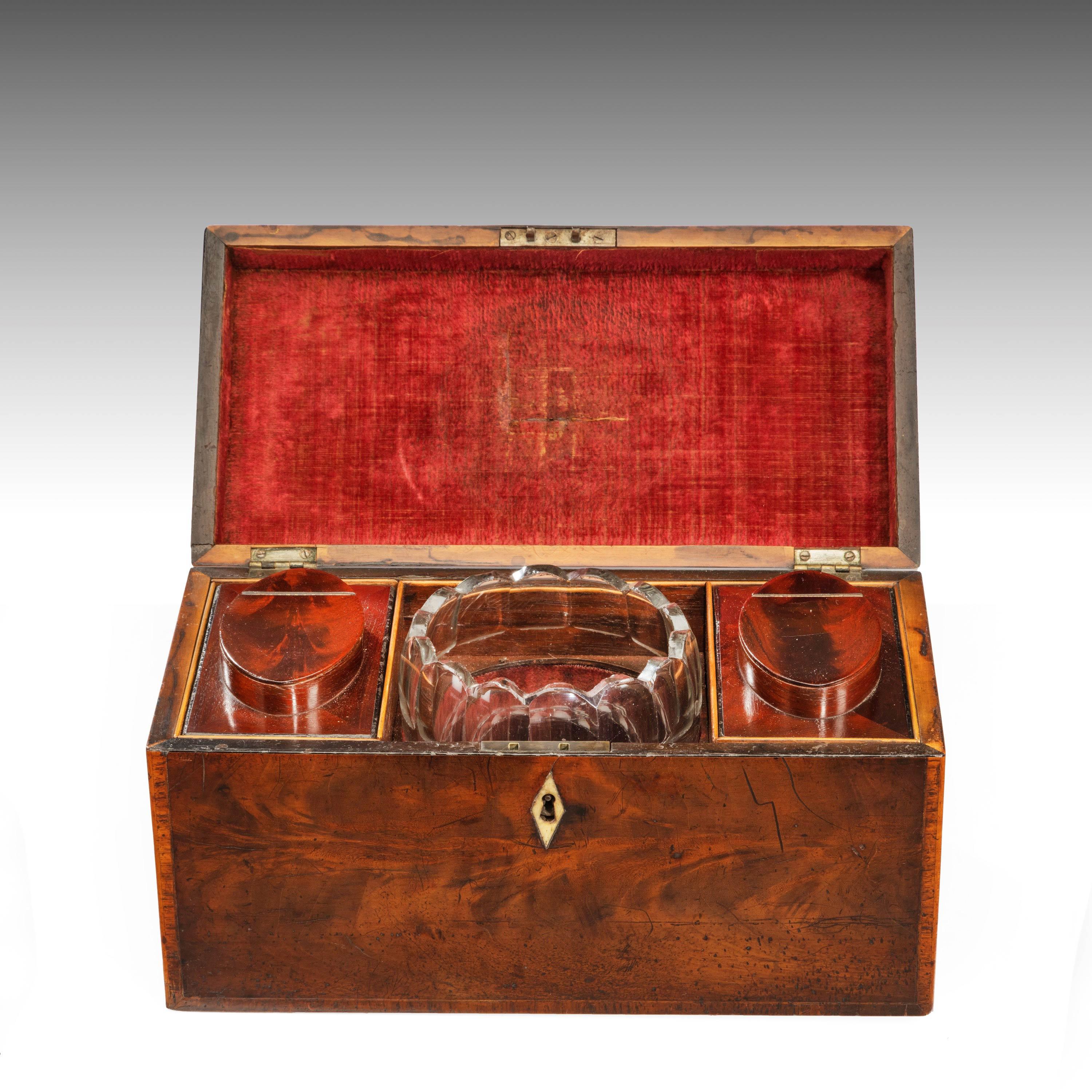 George III Period Mahogany Inlaid Tea Caddy 3