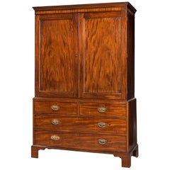 George III Period Mahogany Press With A Crossbanded Top Edge