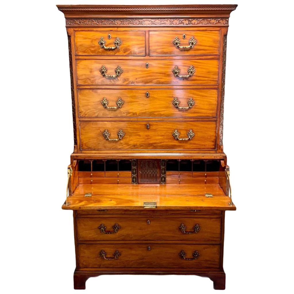 George III Period Mahogany Secretaire Tallboy