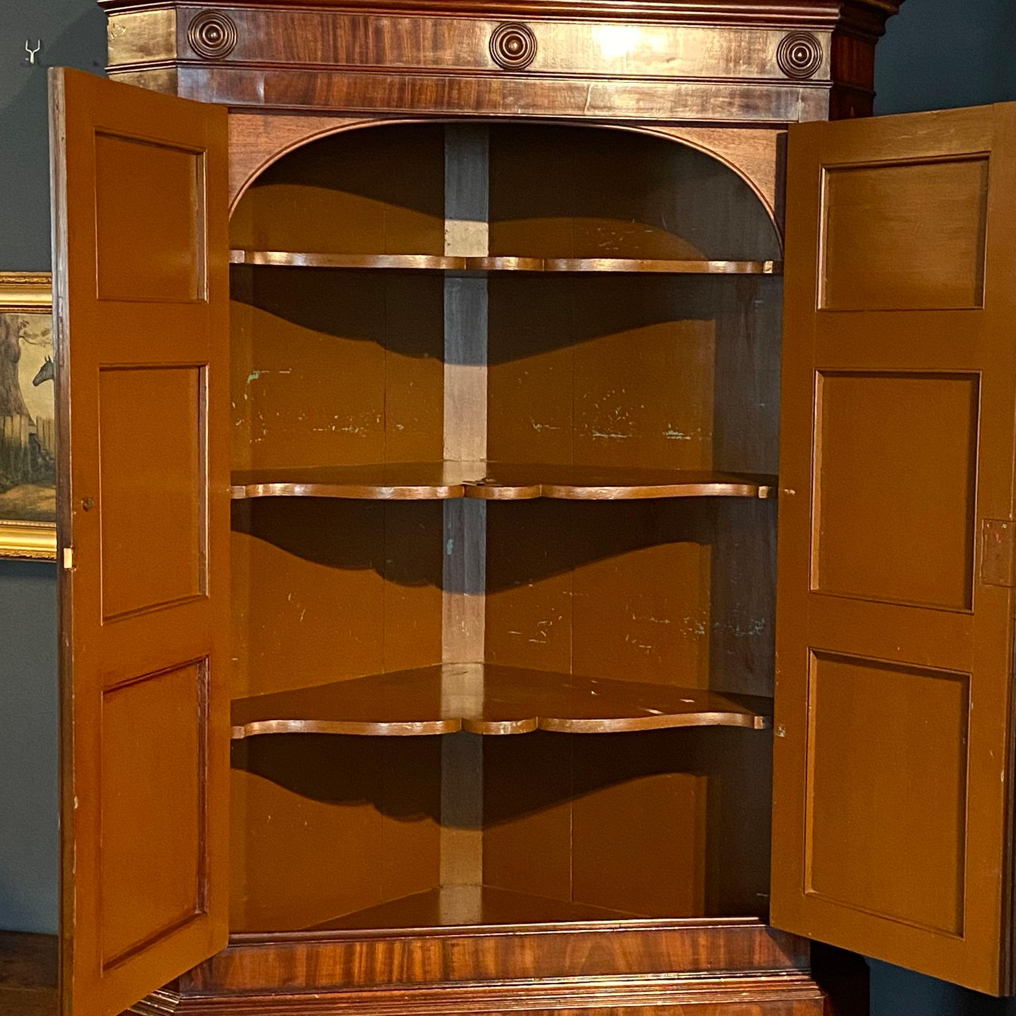 18th Century George III Period Mahogany Standing Corner Cupboard