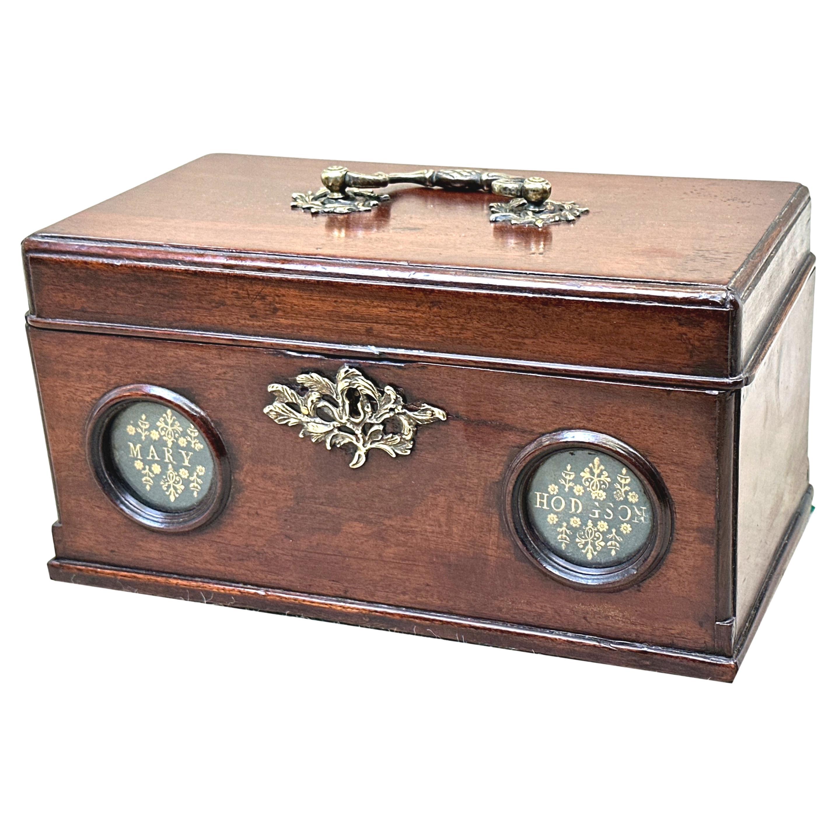 George III Period Mahogany Tea Caddy For Sale