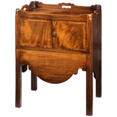George III Period Mahogany Tray Top Commode with Gallery Handles