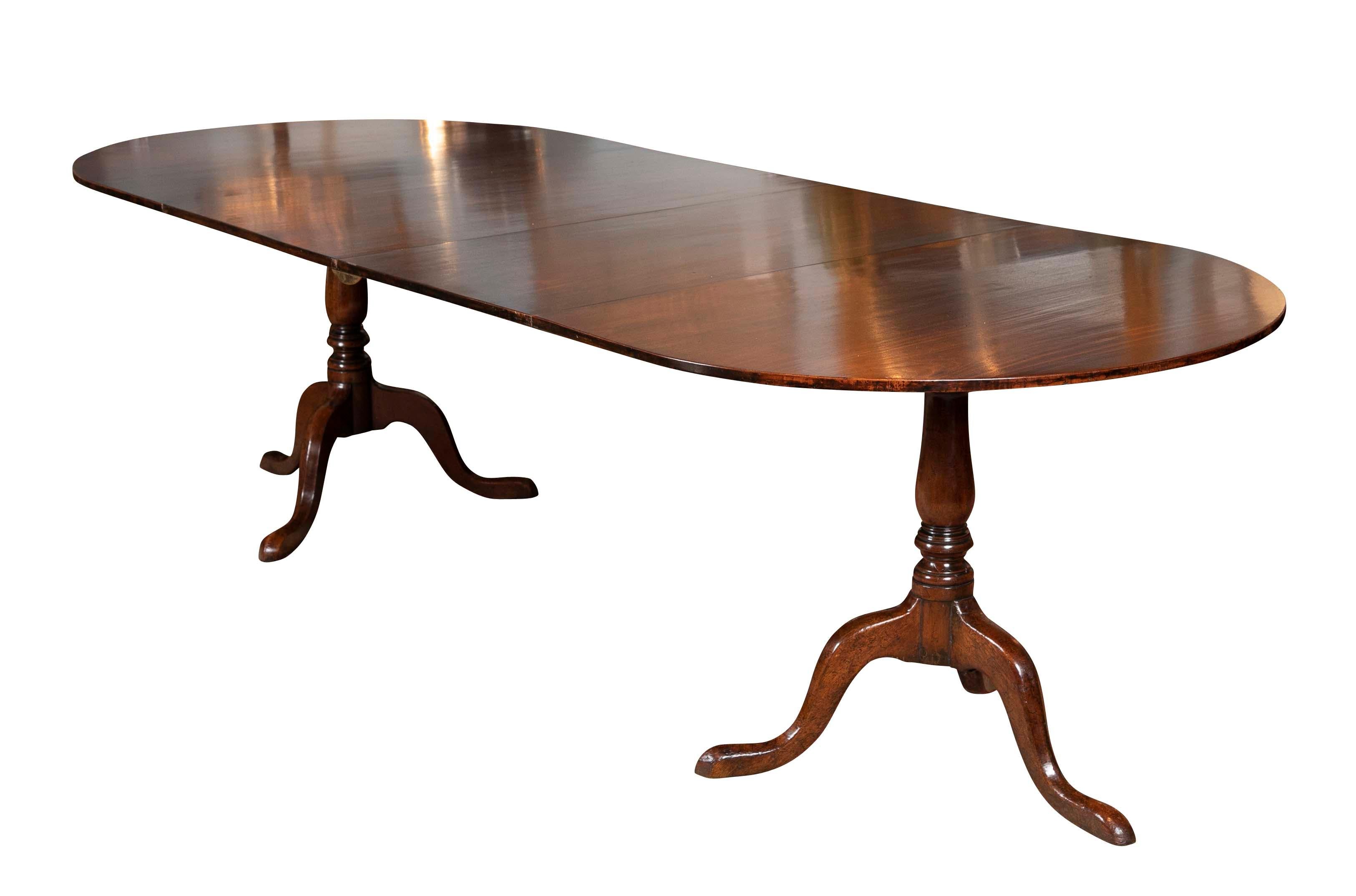 English George III Period Mahogany Twin Pedestal Dining Table