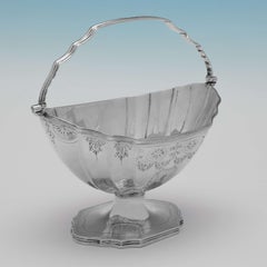 George III Period Neoclassical Design Sterling Silver Sugar Basket, London, 1795