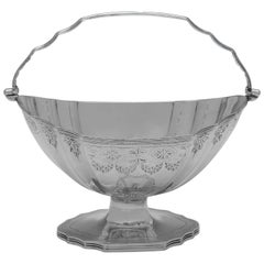 Cestino per zucchero in argento sterling di Giorgio III, design neoclassico, Londra, 1795